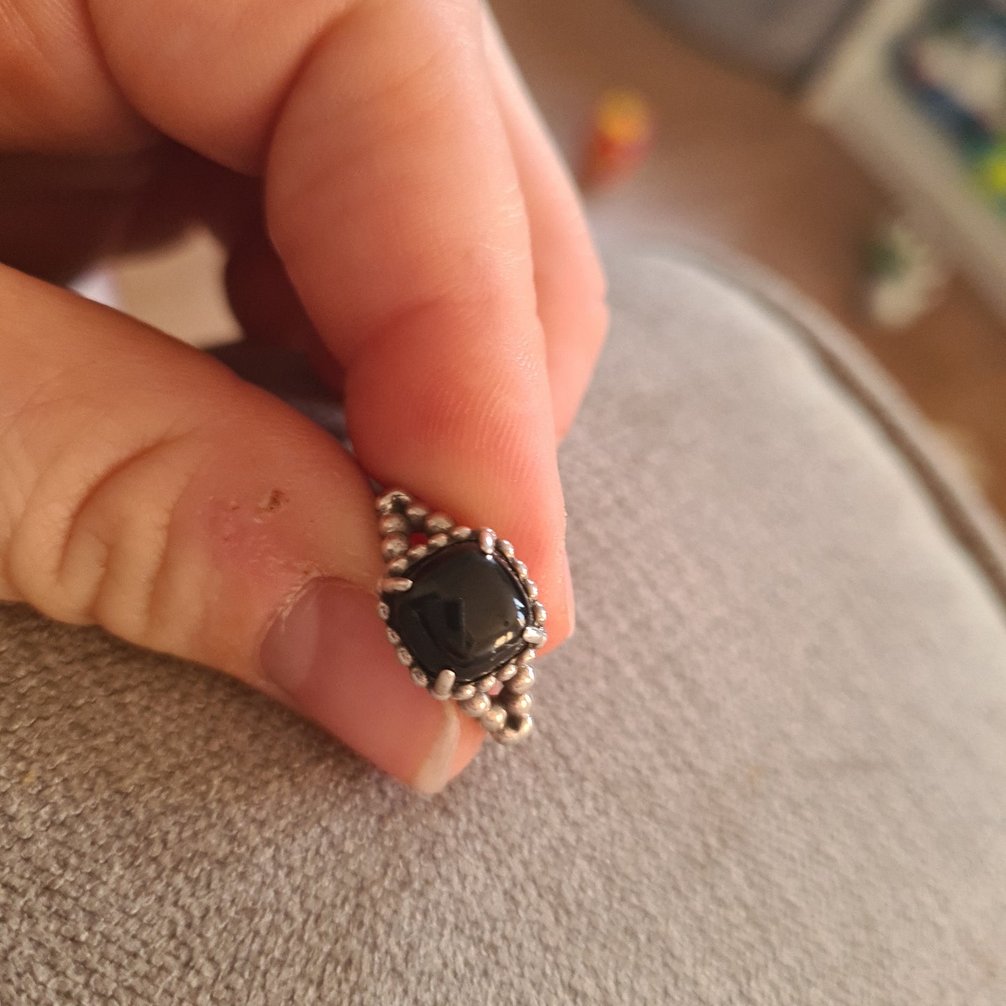 Genuine Pandora Black Stone Ring Gothic Statement Size 54