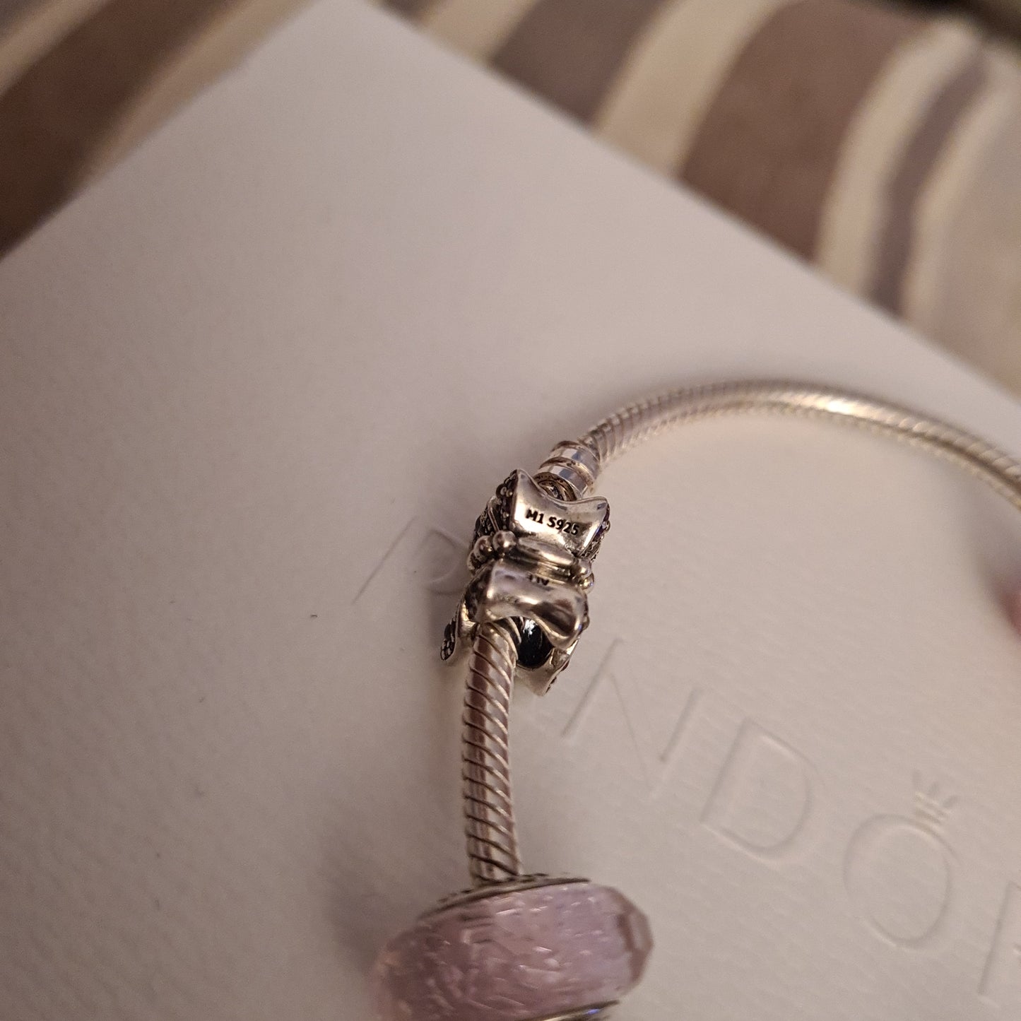 Genuine Pandora Pave Pink and Clear Butterfly Charm