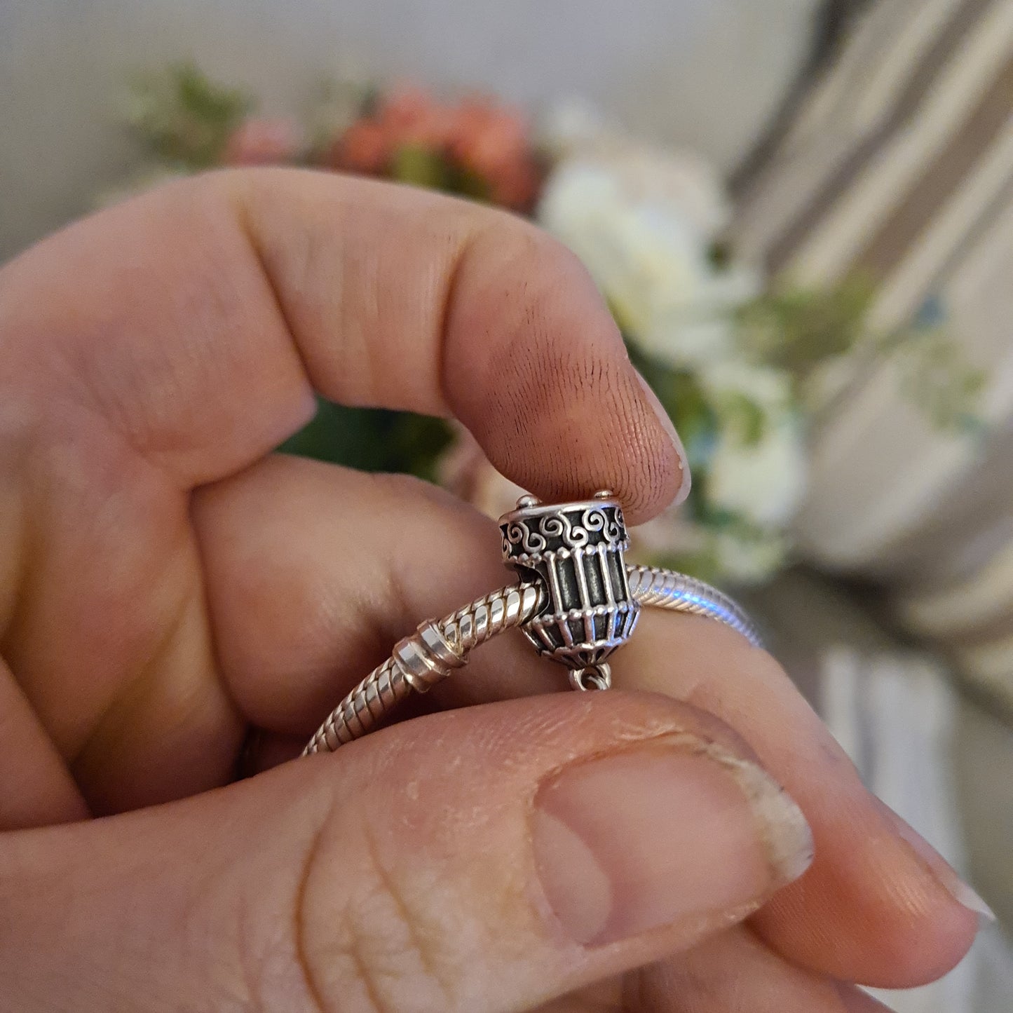 Genuine Pandora Two Tone Nightingale in Cage HTF Beautiful Charm