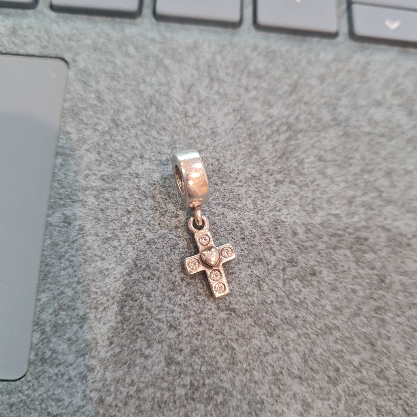 Genuine Pandora Clear Stone Cross Christening Charm Christmas Faith Religion