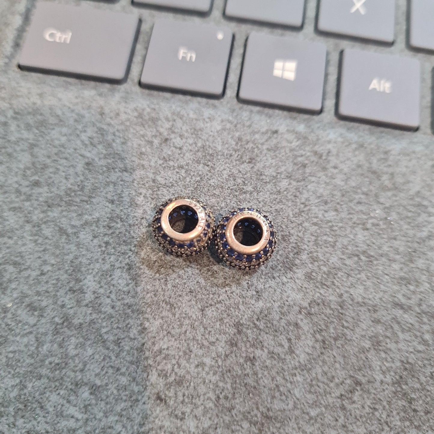Genuine Pandora Pave Sparkle Ball Blue and Clear Stones