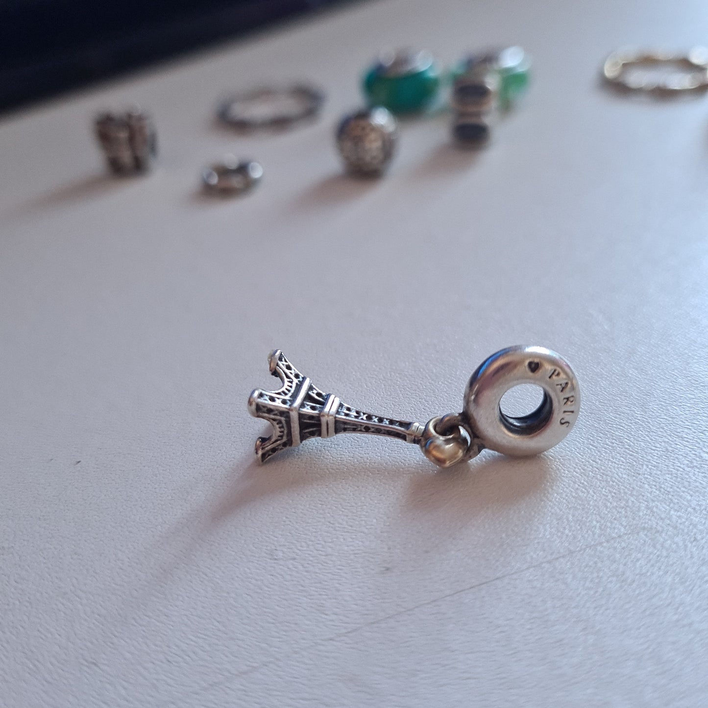 Genuine Pandora Two Tone Heart Eiffel Tower Paris Travel Charm RARE