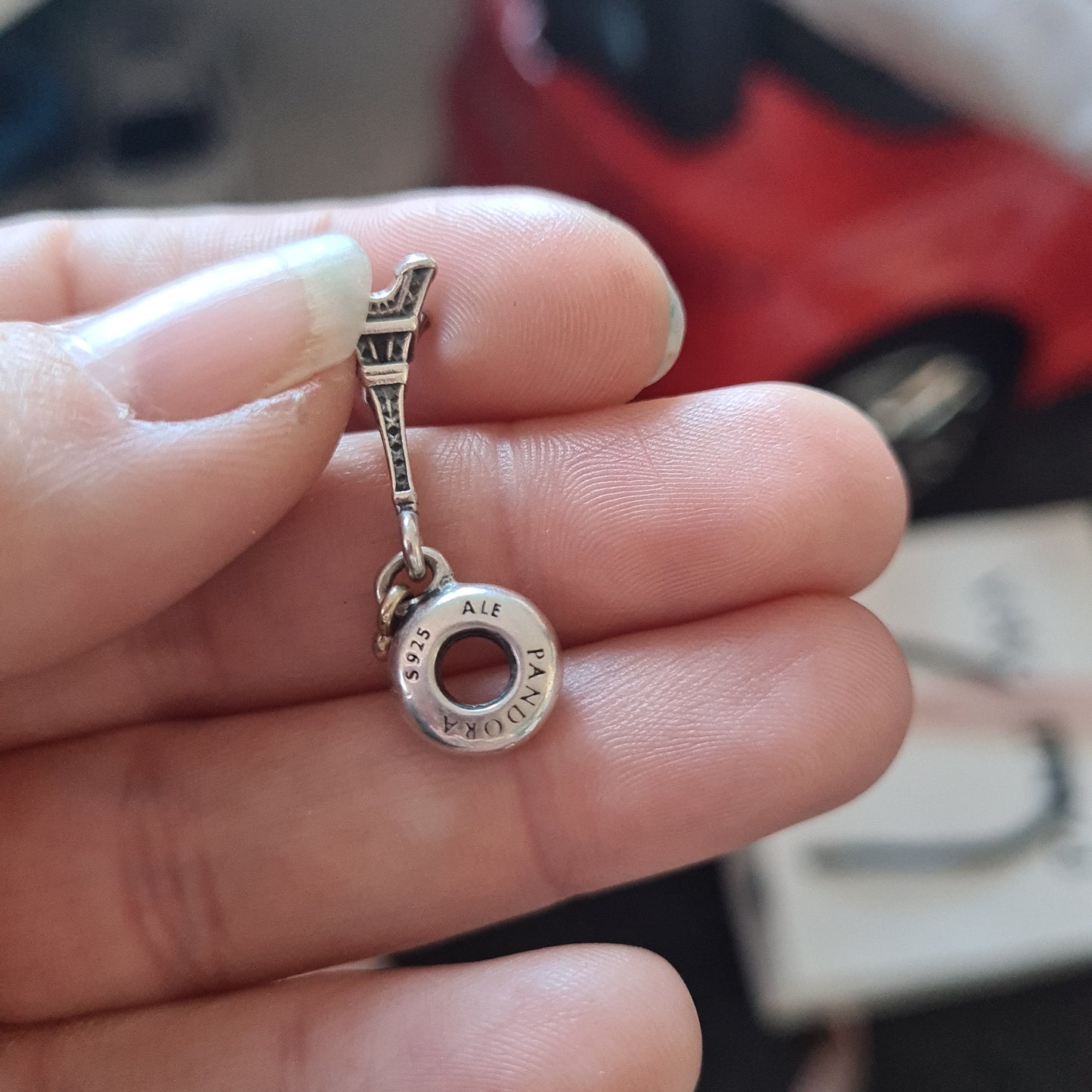 Genuine Pandora Two Tone Heart Eiffel Tower Paris Travel Charm RARE
