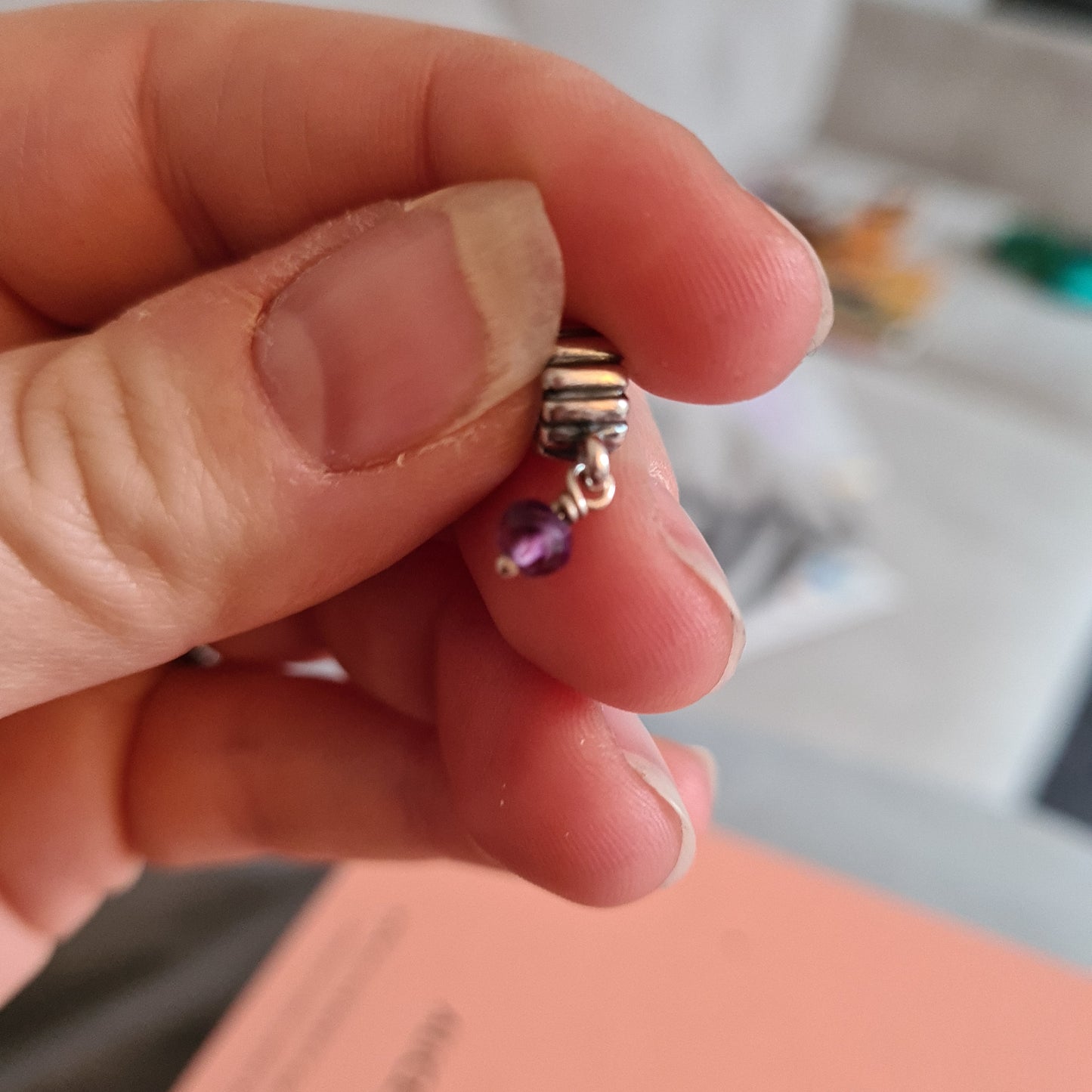 General Pandora Amythyst Purple February Birthstone Droplet Dangle Charm
