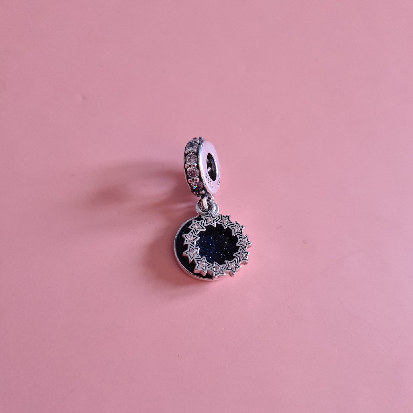 Genuine Pandora Pave Star and Night Sky Enamel Dangle Charm