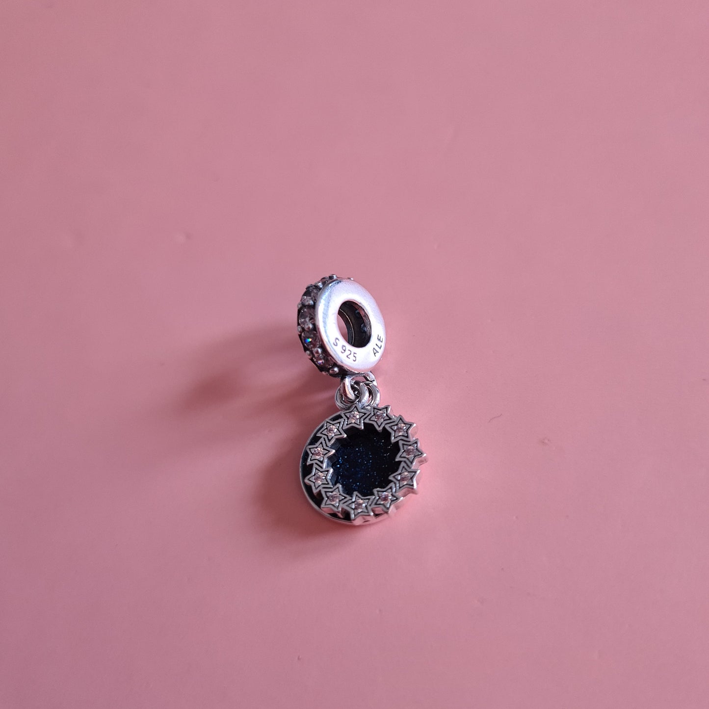 Genuine Pandora Pave Star and Night Sky Enamel Dangle Charm