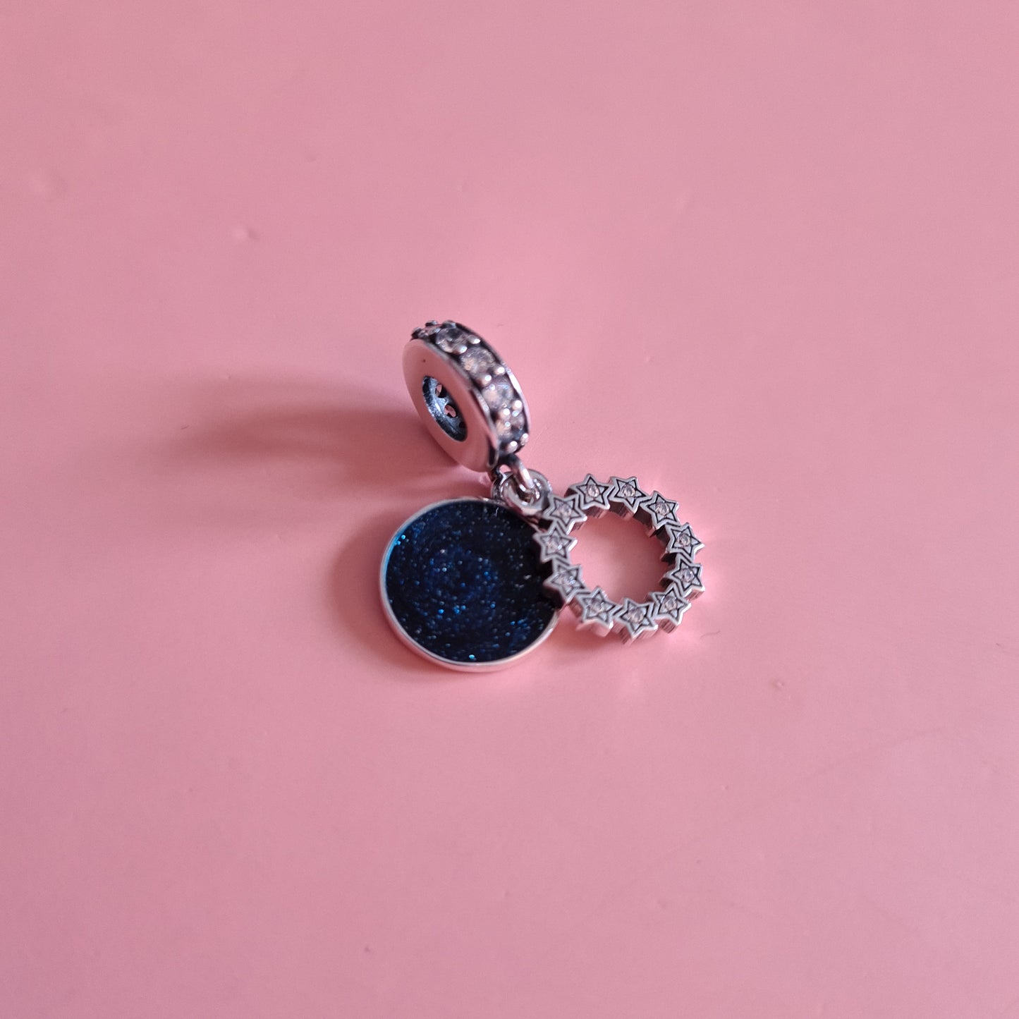 Genuine Pandora Pave Star and Night Sky Enamel Dangle Charm
