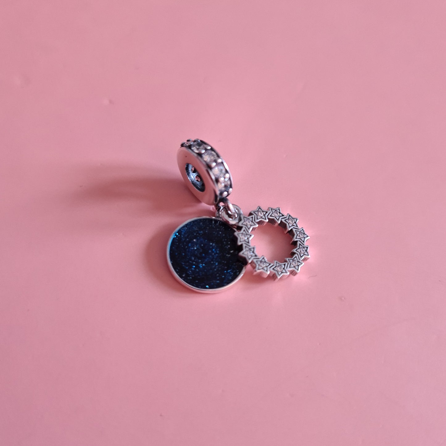 Genuine Pandora Pave Star and Night Sky Enamel Dangle Charm