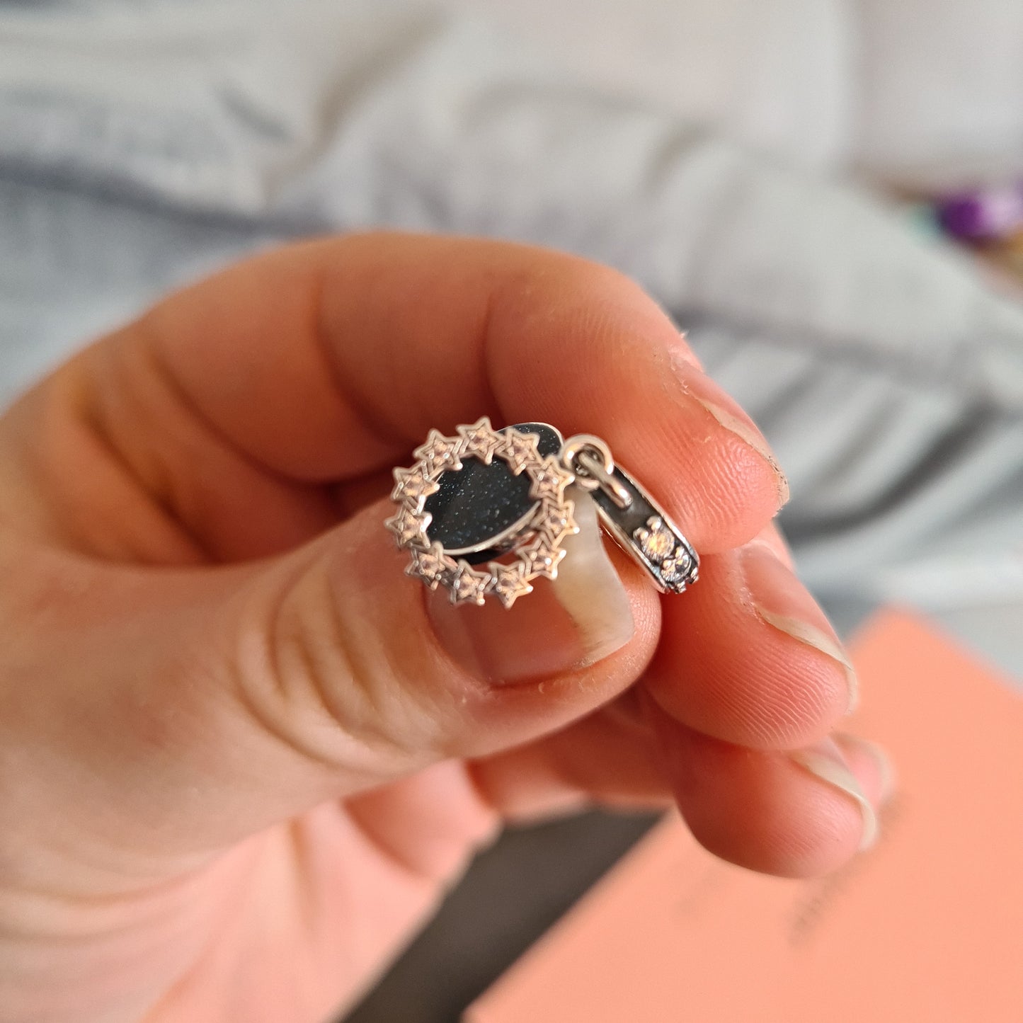 Genuine Pandora Pave Star and Night Sky Enamel Dangle Charm