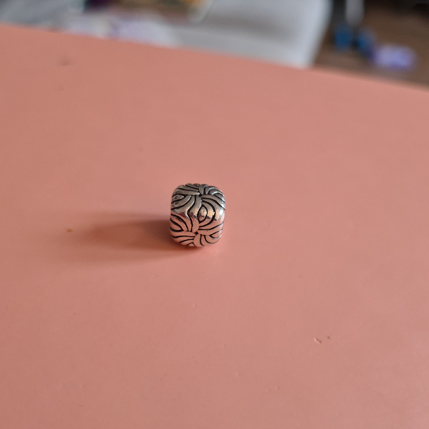 Genuine Pandora Swirl Wavy Lines Cube Retired and Old Charm