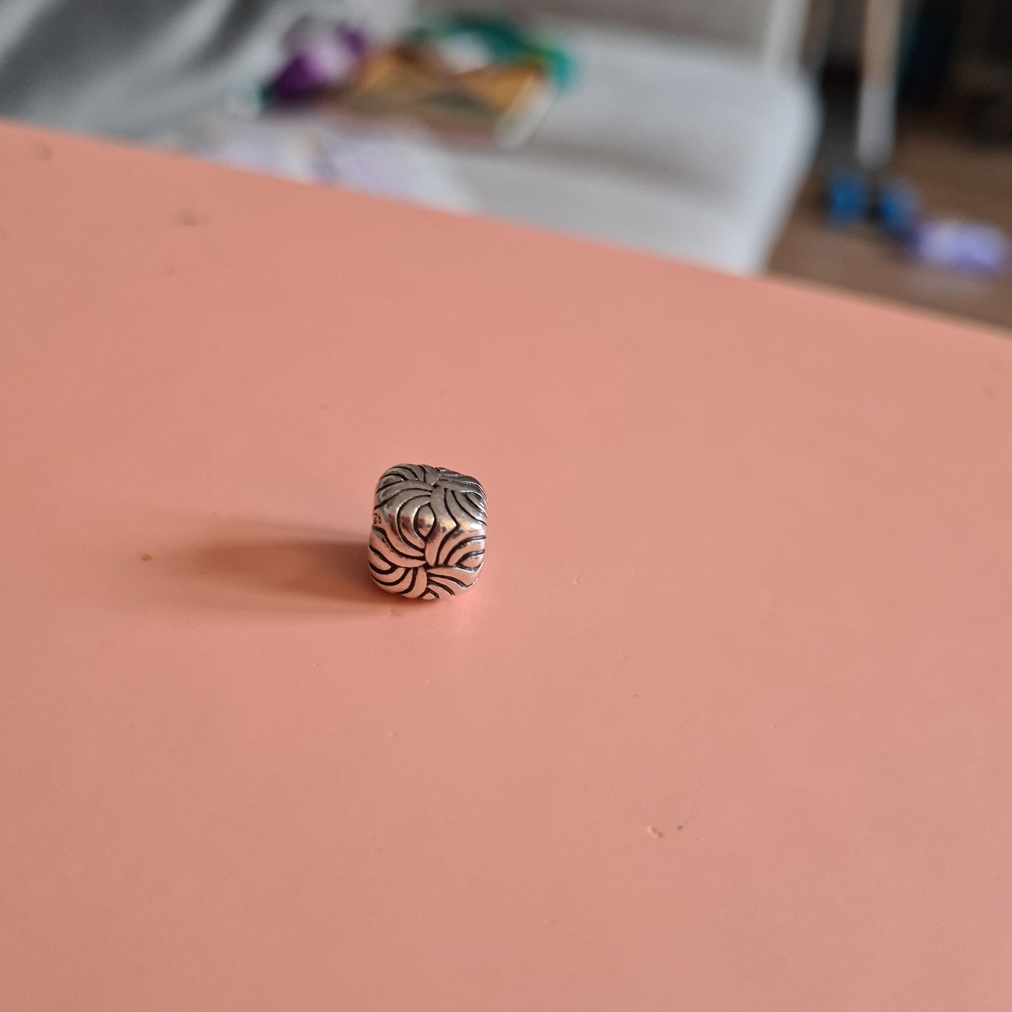 Genuine Pandora Swirl Wavy Lines Cube Retired and Old Charm