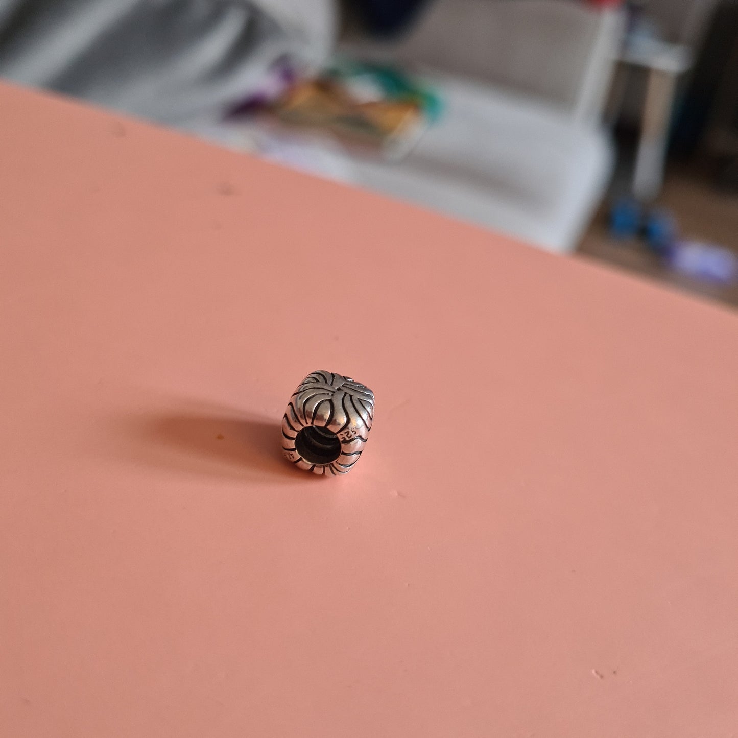 Genuine Pandora Swirl Wavy Lines Cube Retired and Old Charm