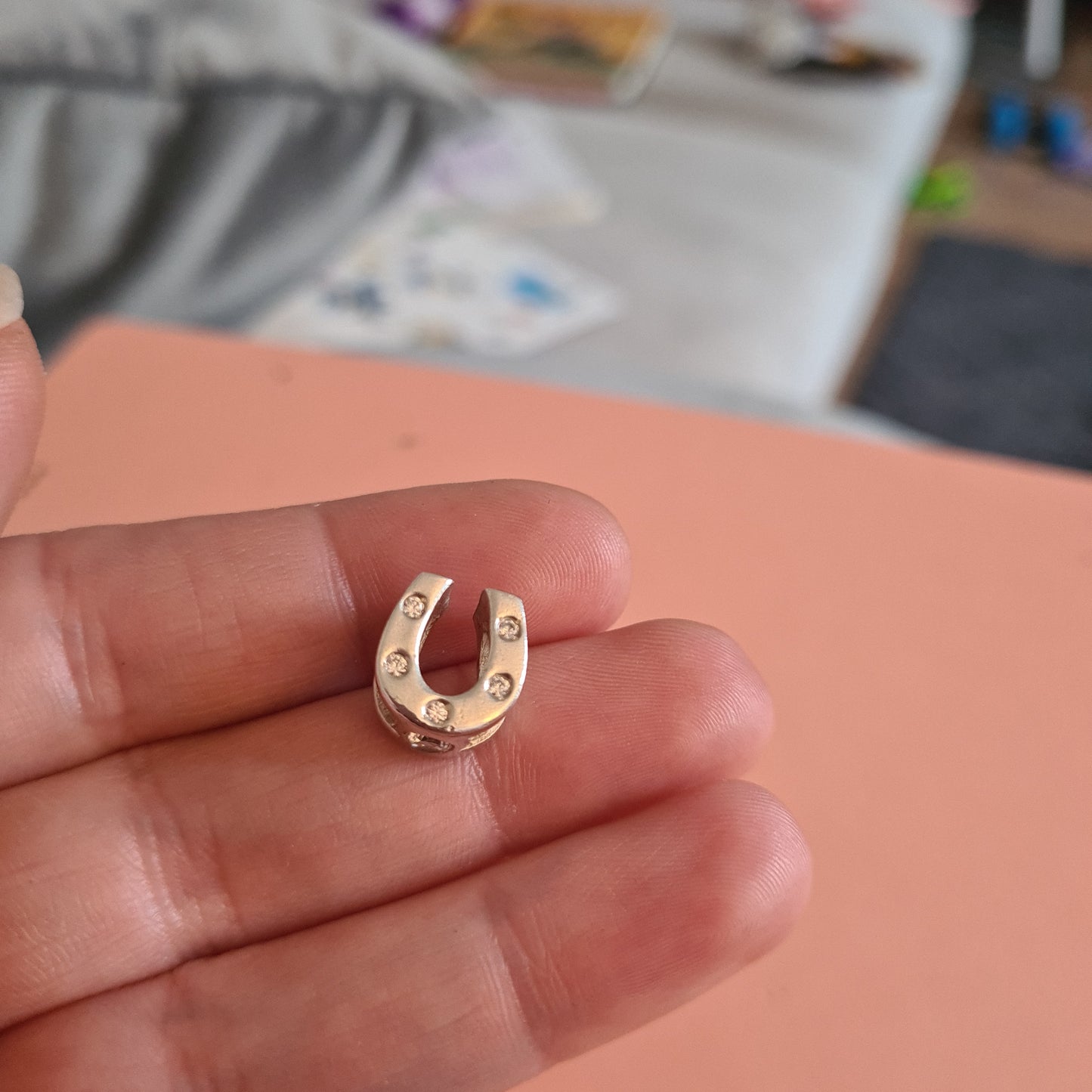 Genuine Chamilia Cz Clear Stone Horseshoe Good Luck Equestrian Charm