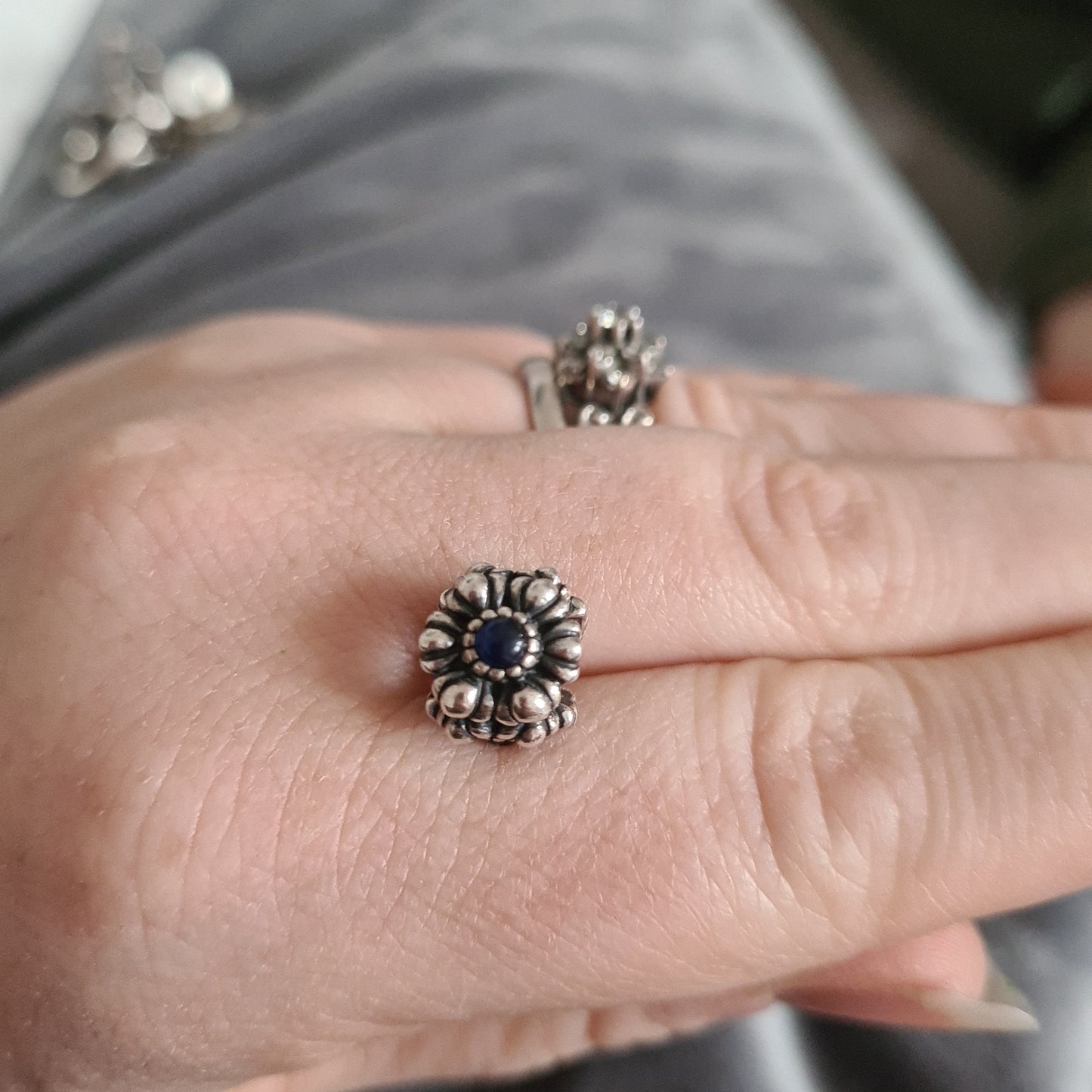 Genuine Pandora Dark Blue September Birthday Bloom Charm