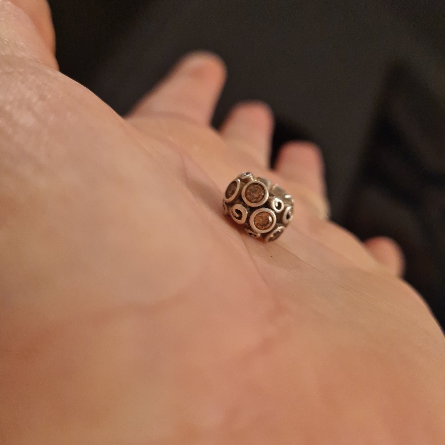 Genuine Pandora Path Charm Golden Brown CZ