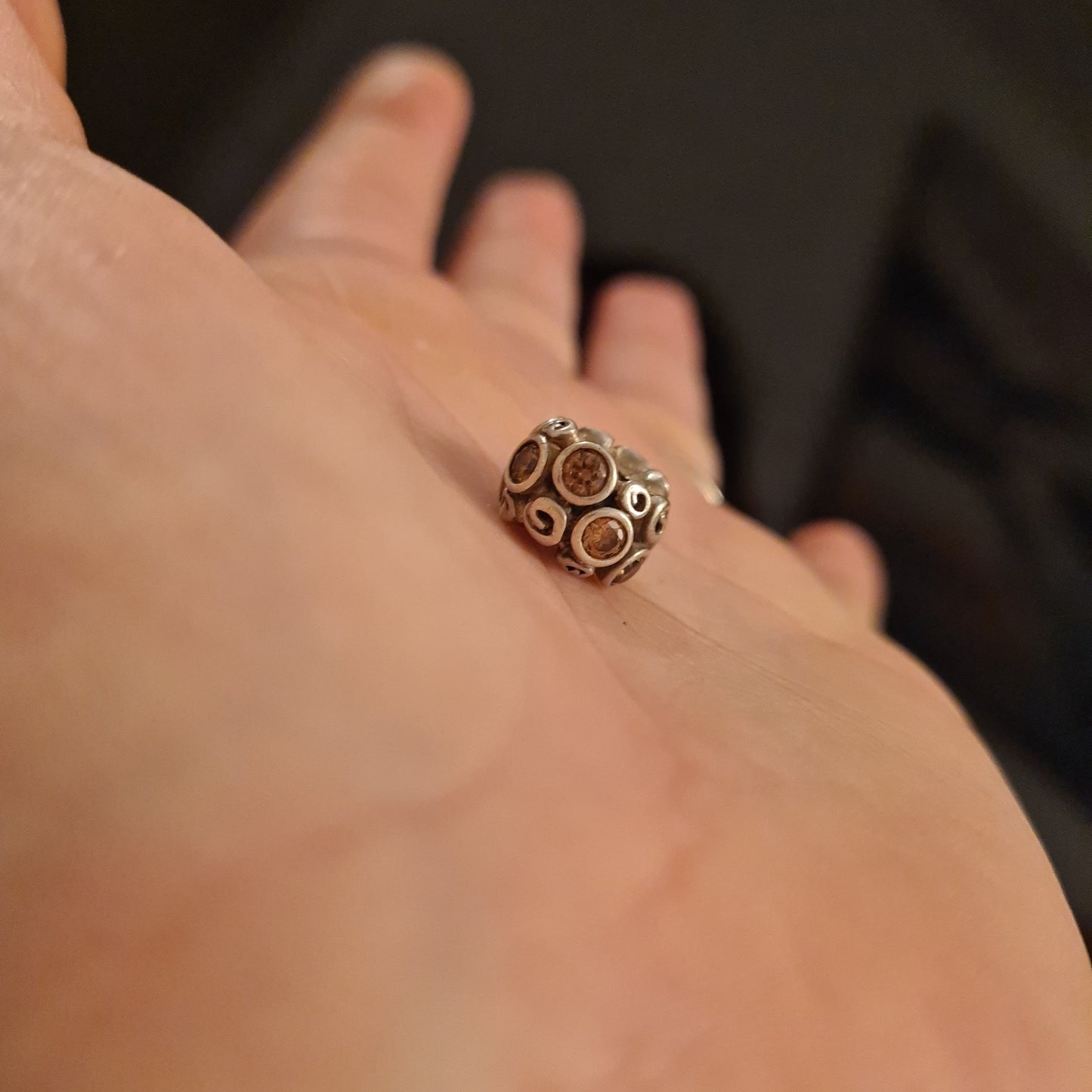 Genuine Pandora Path Charm Golden Brown CZ