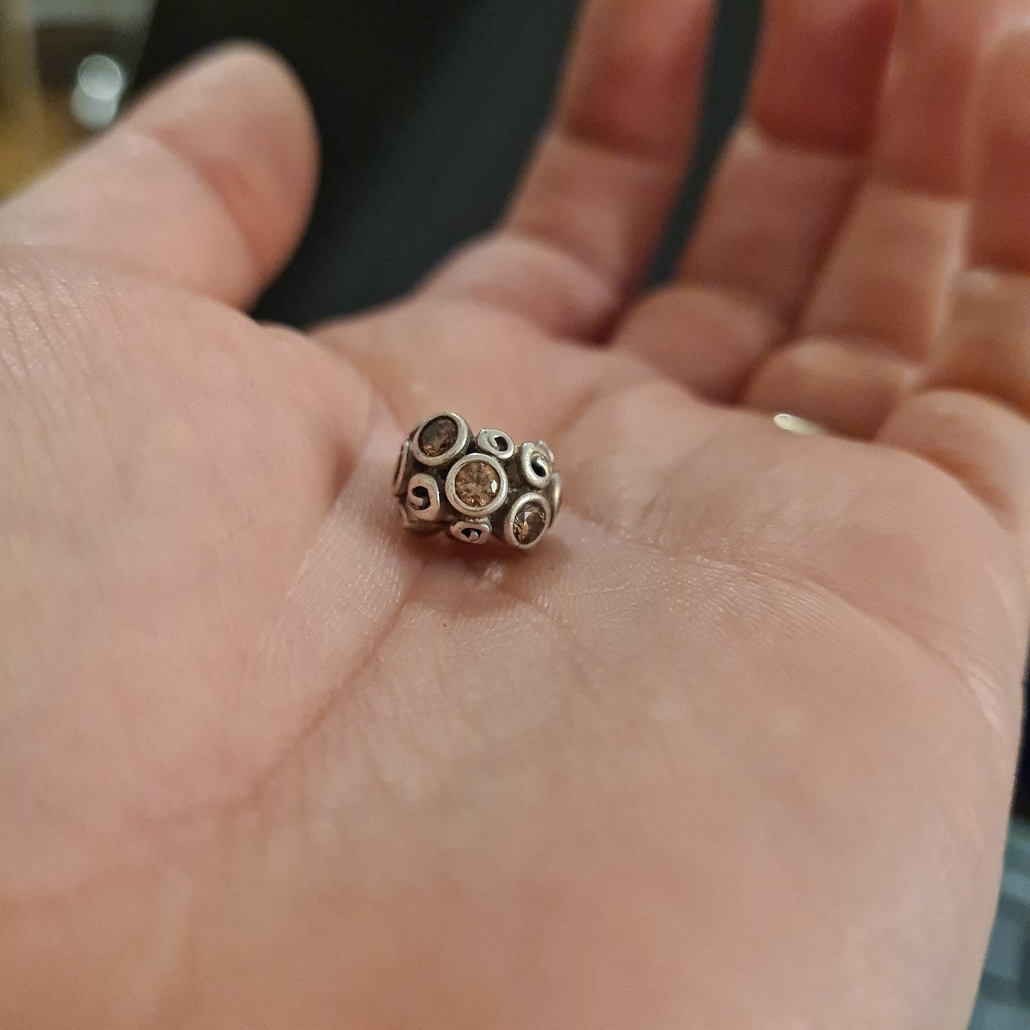 Genuine Pandora Path Charm Golden Brown CZ