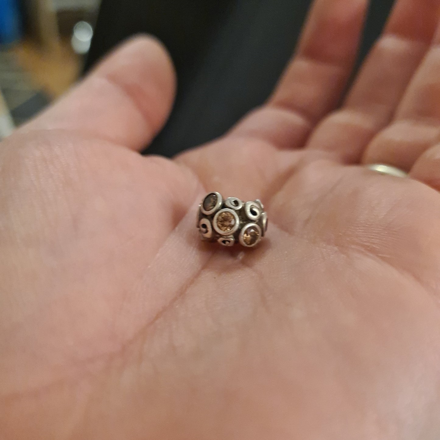 Genuine Pandora Path Charm Golden Brown CZ