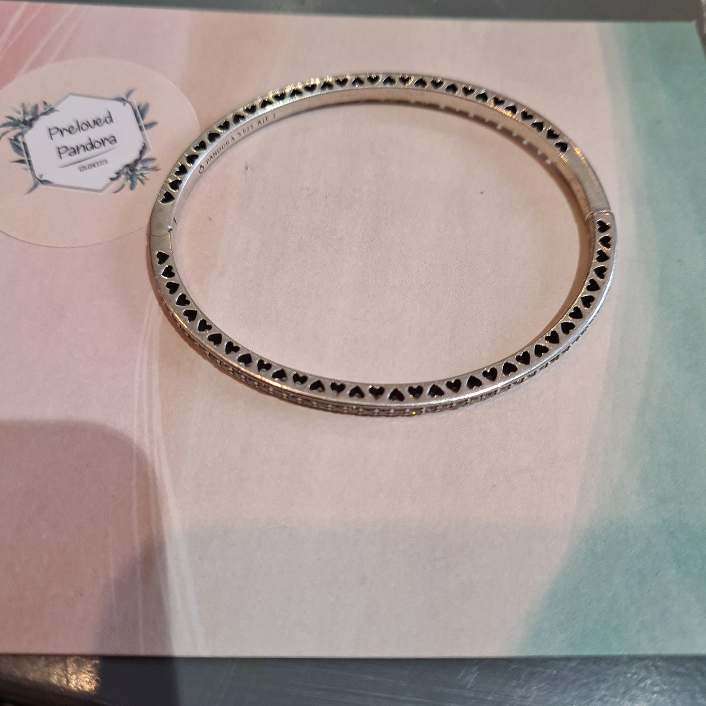 Genuine Pandora Radiant Hearts Bangle Purple Lilac Bangle