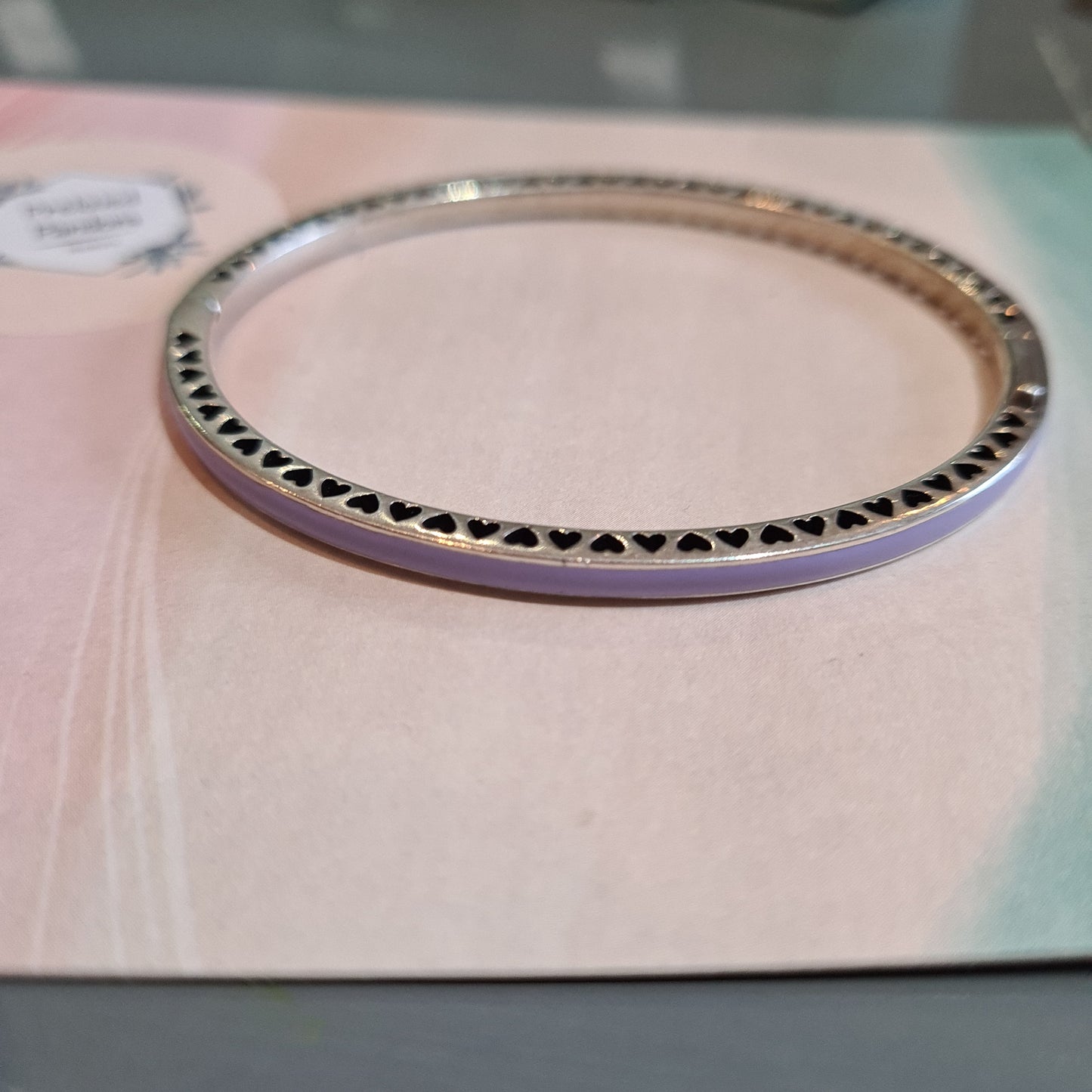 Genuine Pandora Radiant Hearts Bangle Purple Lilac Bangle