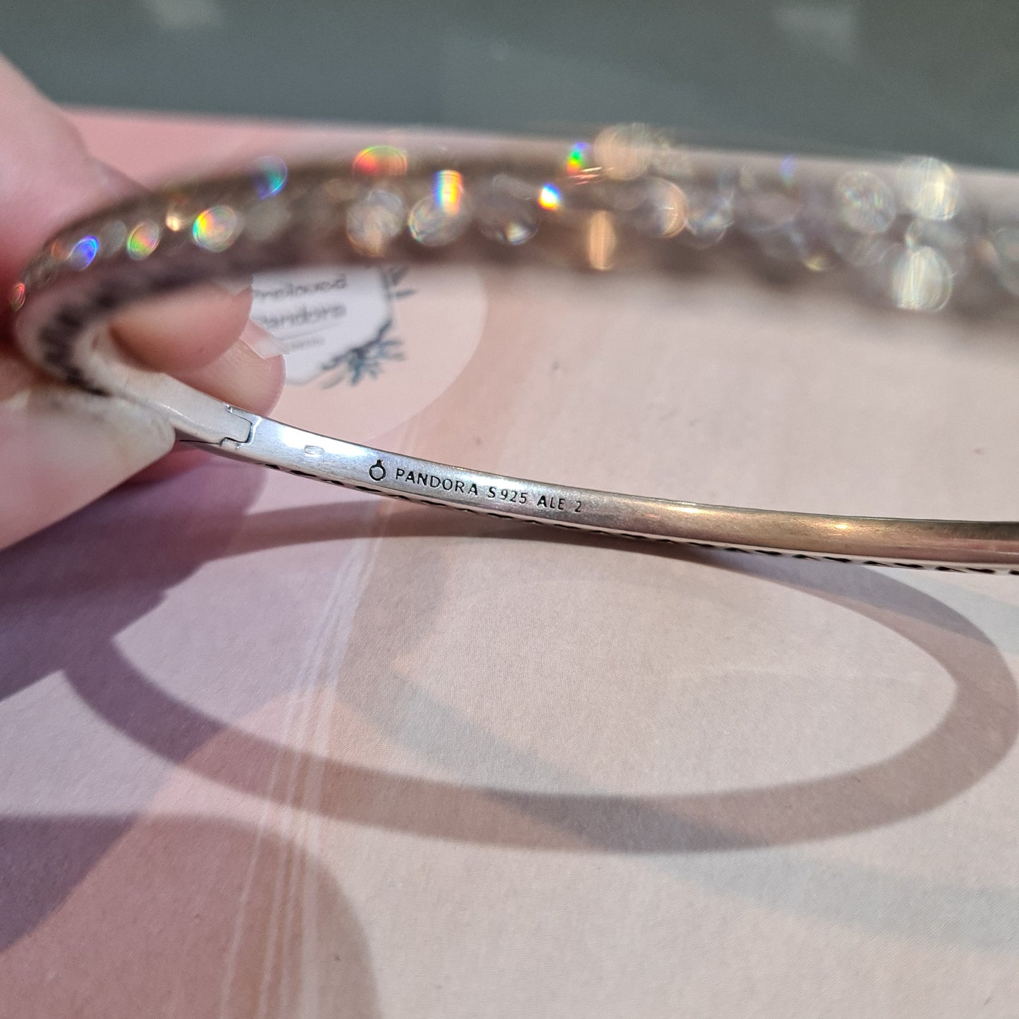 Genuine Pandora Radiant Hearts Bangle Purple Lilac Bangle