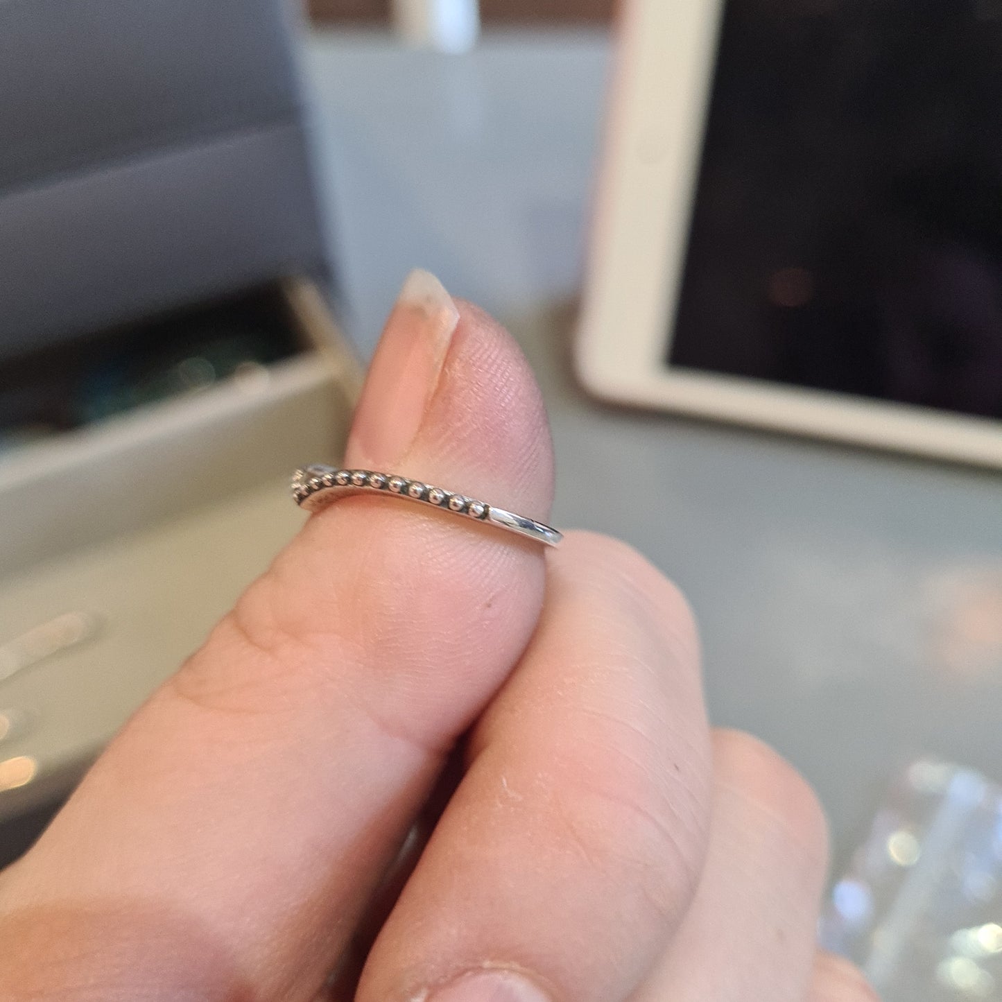Genuine Pandora Beaded Wishbone Ring