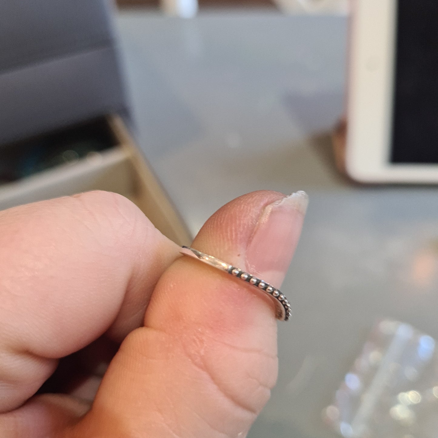 Genuine Pandora Beaded Wishbone Ring