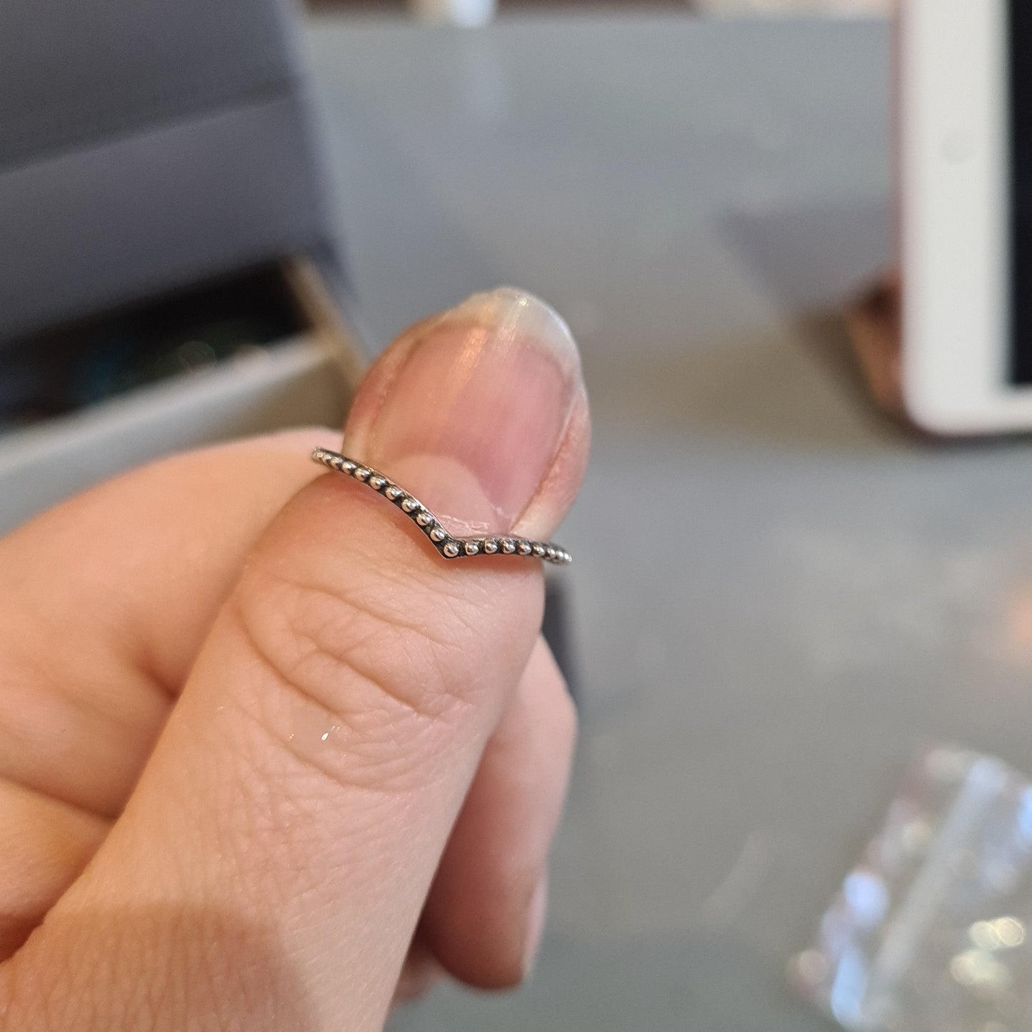 Genuine Pandora Beaded Wishbone Ring