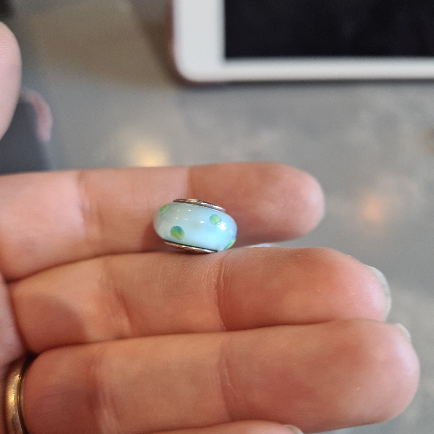 Genuine Pandora Murano Glass Charms Spotty Polka Dot Blue and Green