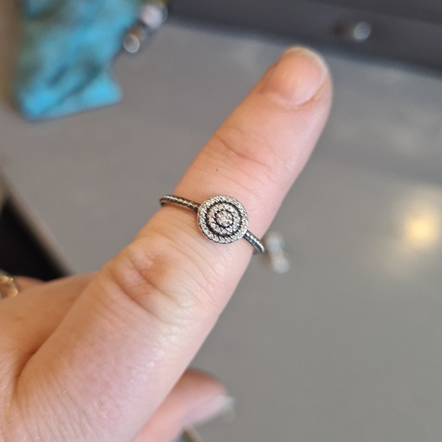 Genuine Pandora Pave Sparkle Circle Ring Size 56