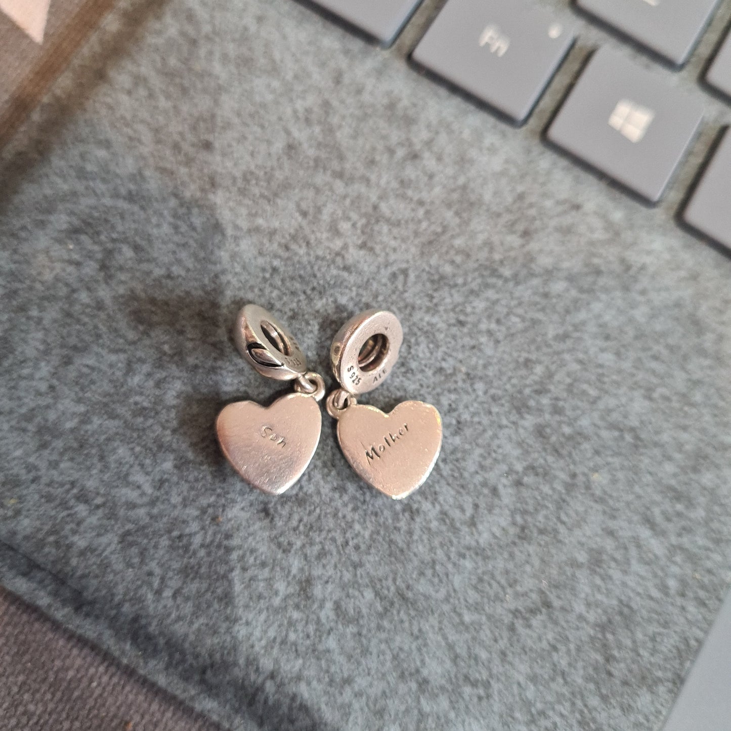 Genuine Pandora Mother and Son Heart Silver Dangle Family Charm New Style