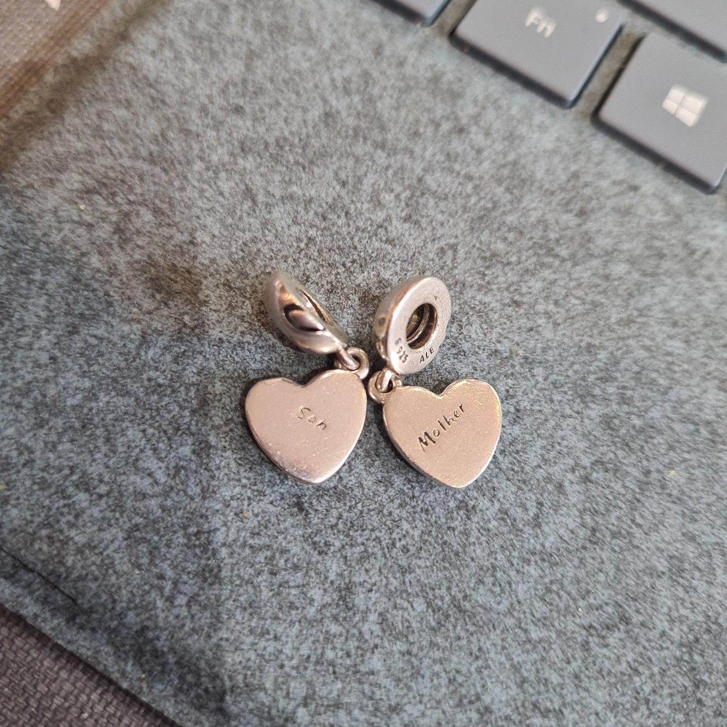 Genuine Pandora Mother and Son Heart Silver Dangle Family Charm New Style