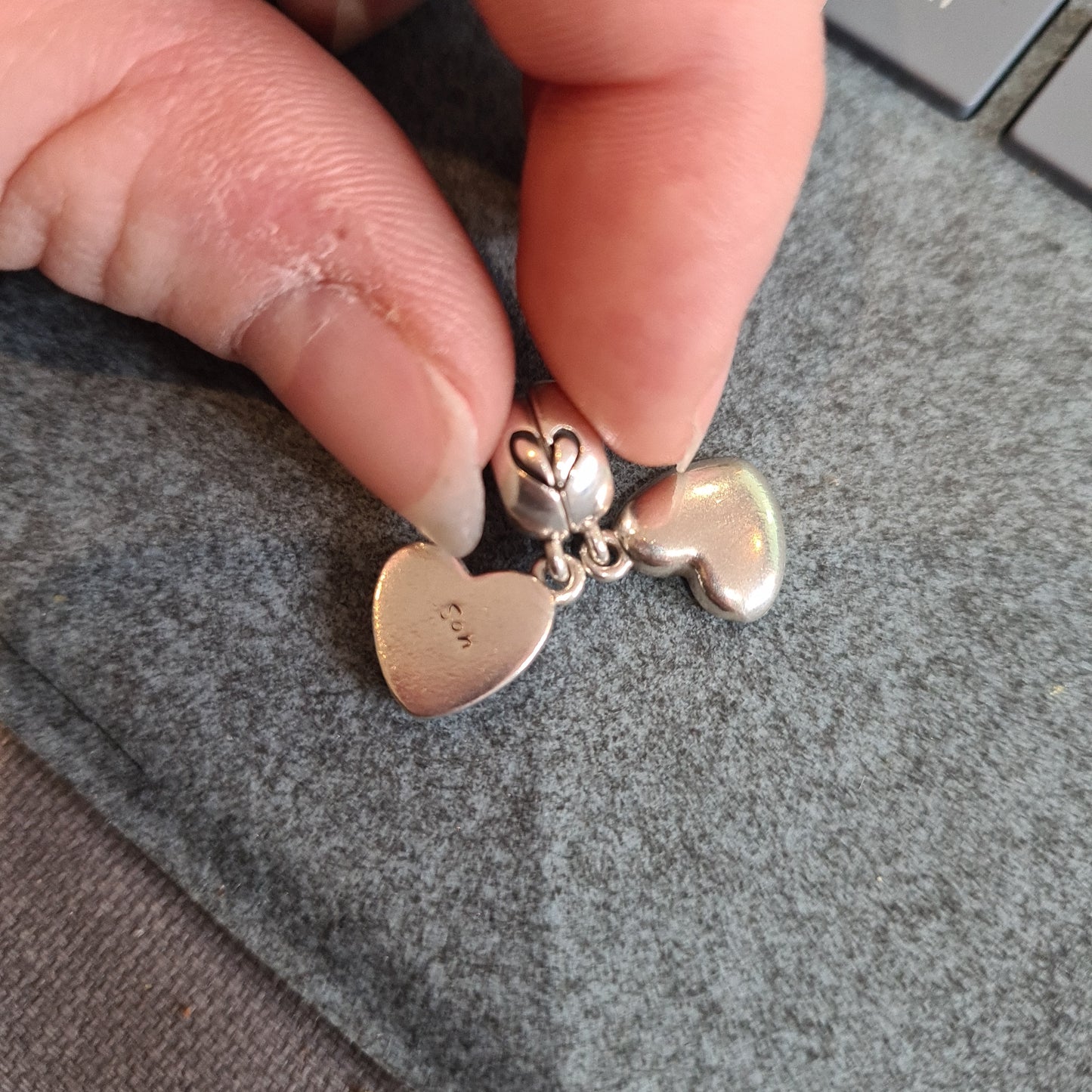 Genuine Pandora Mother and Son Heart Silver Dangle Family Charm New Style