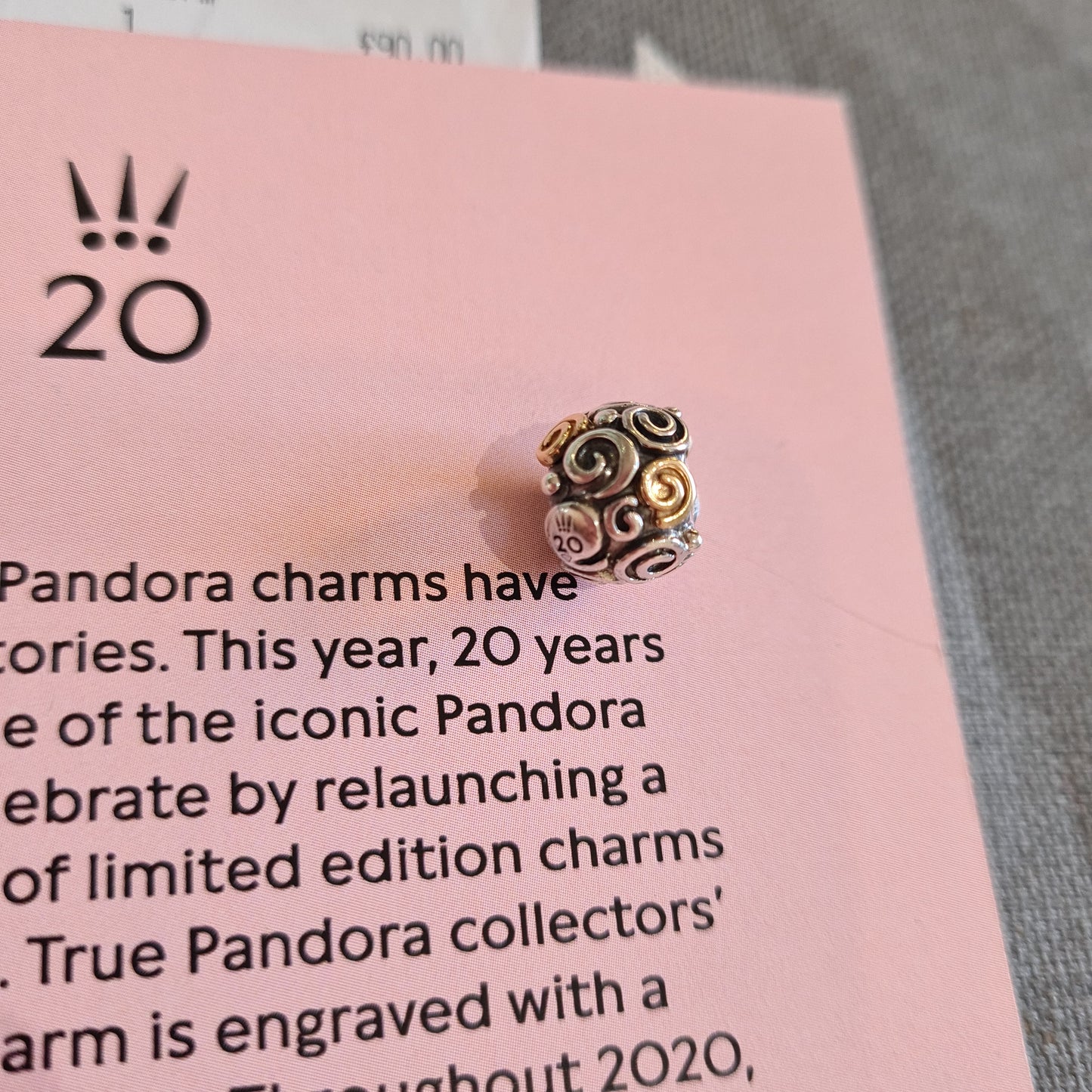 Genuine Pandora 20th Anniversary Two Tone Swirl Ball NO CERTIFICATE