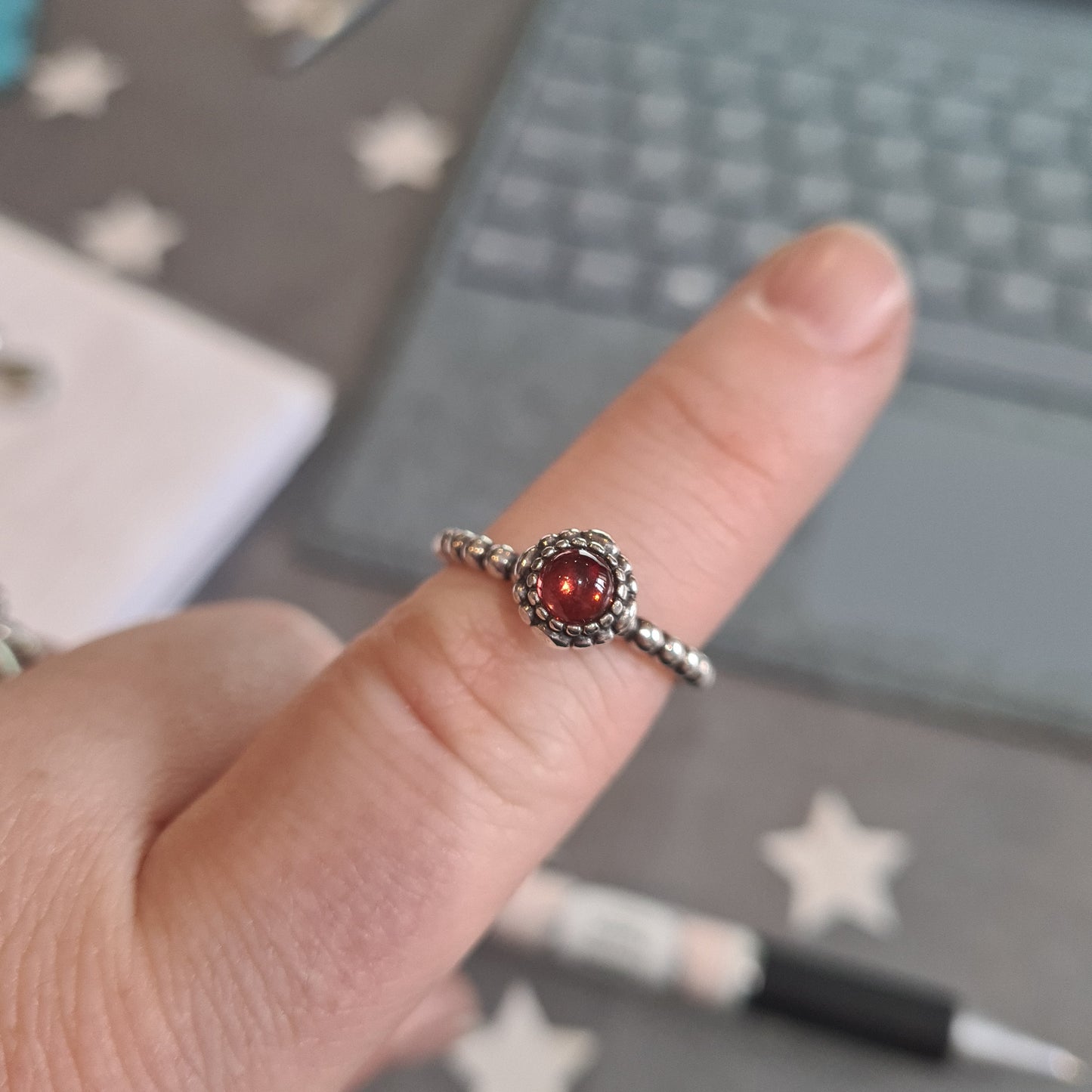 Genuine Pandora Birthstone Ring Size .. Red Garnet January Ring