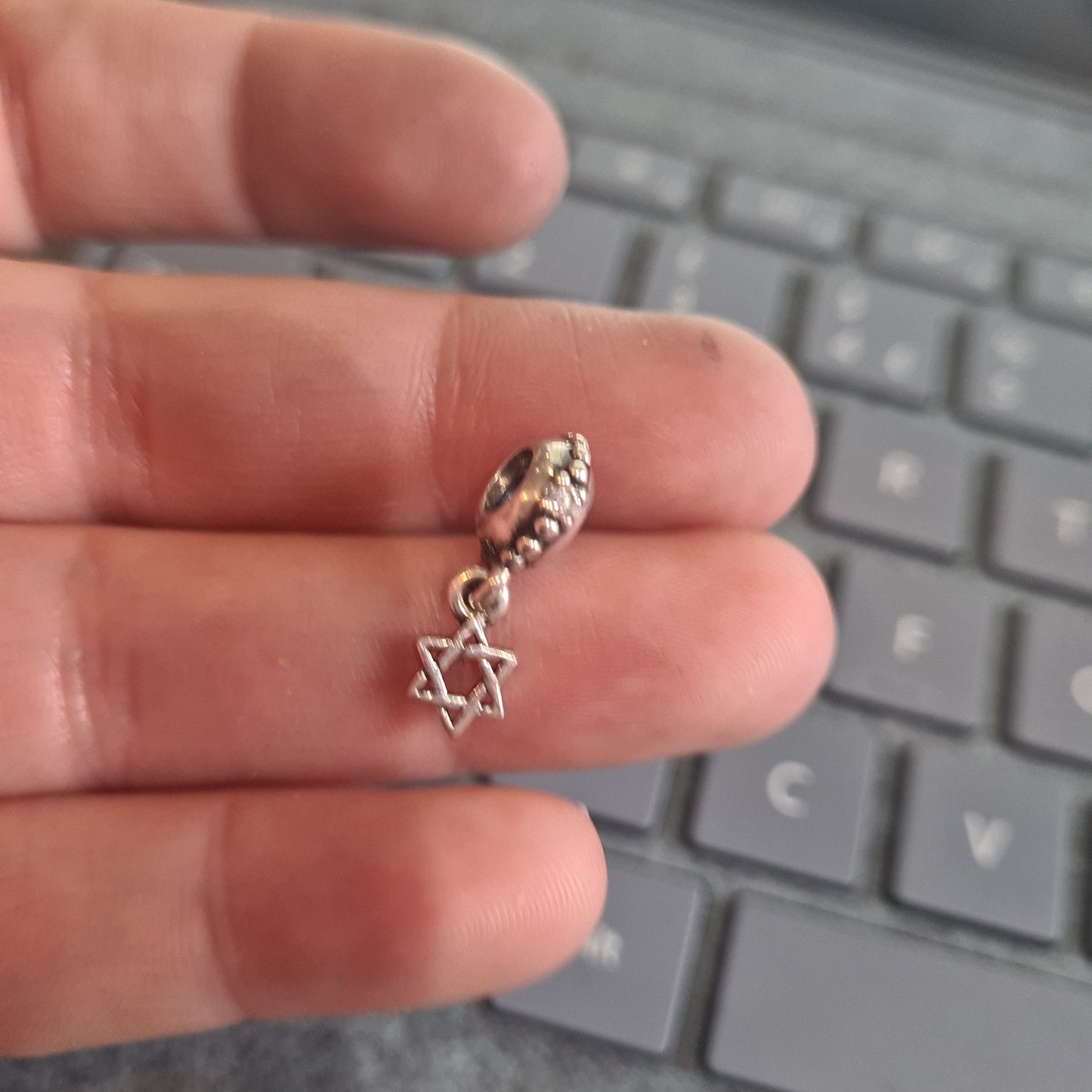 Genuine Pandora Star of David Silver Dangle