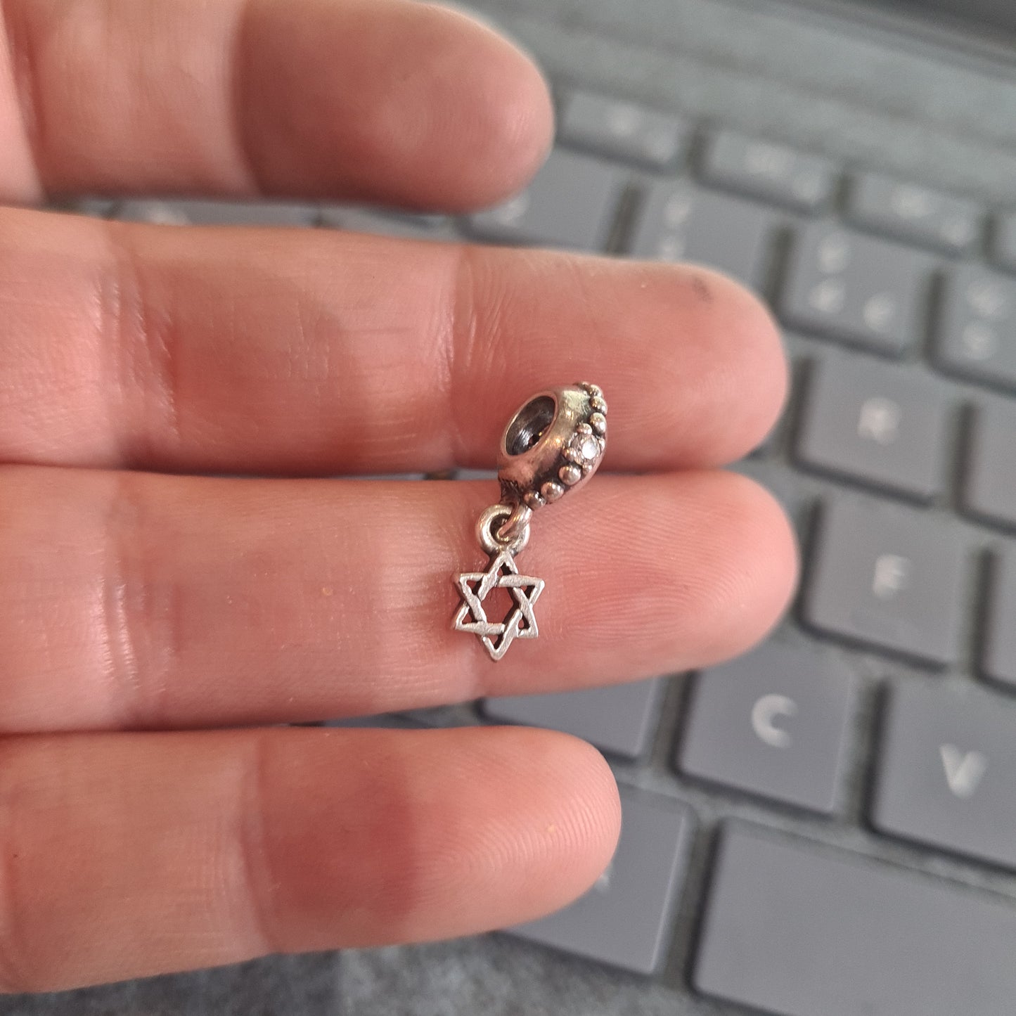 Genuine Pandora Star of David Silver Dangle