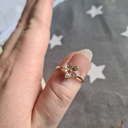 Genuine Pandora Rose Gold Pave Daisy Ring Size 60
