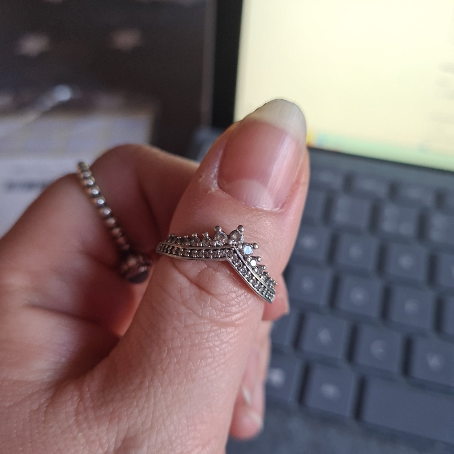 Genuine Pandora Pave Sparkling Tiara Wishbone Ring