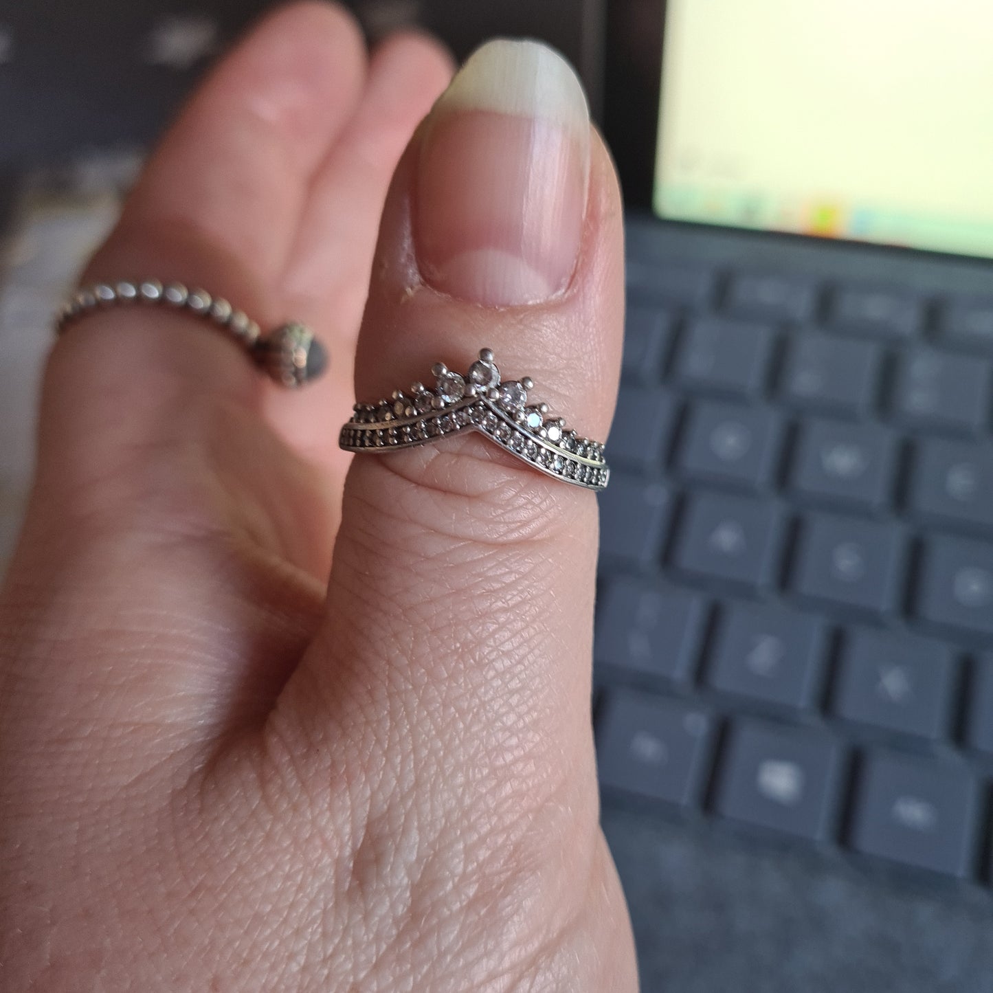 Genuine Pandora Pave Sparkling Tiara Wishbone Ring