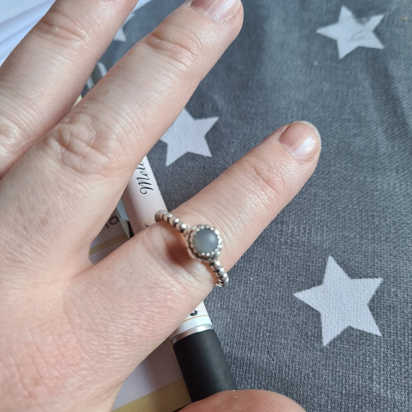 Genuine Pandora Birthstone Ring Size..Light/ Dark Grey