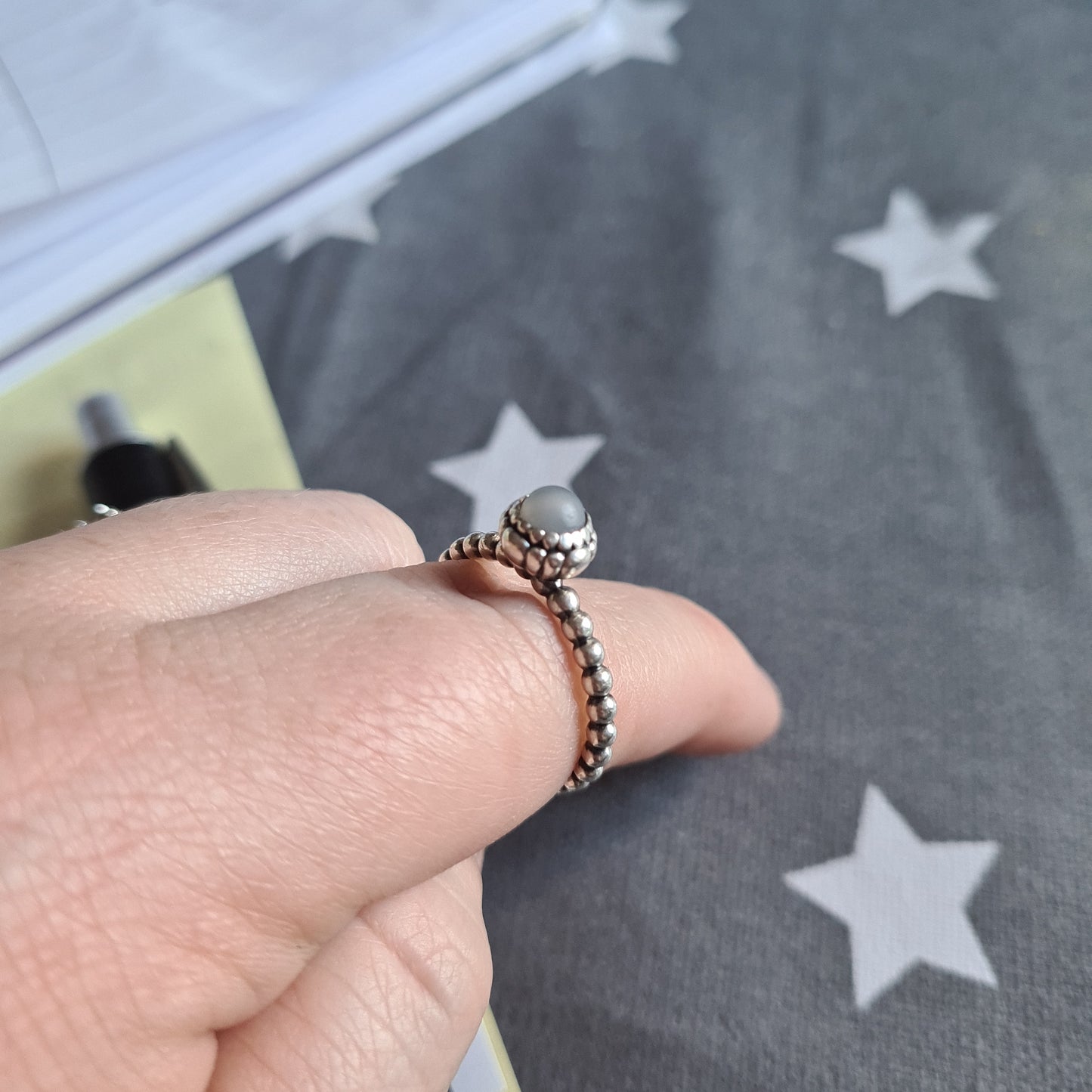 Genuine Pandora Birthstone Ring Size..Light/ Dark Grey
