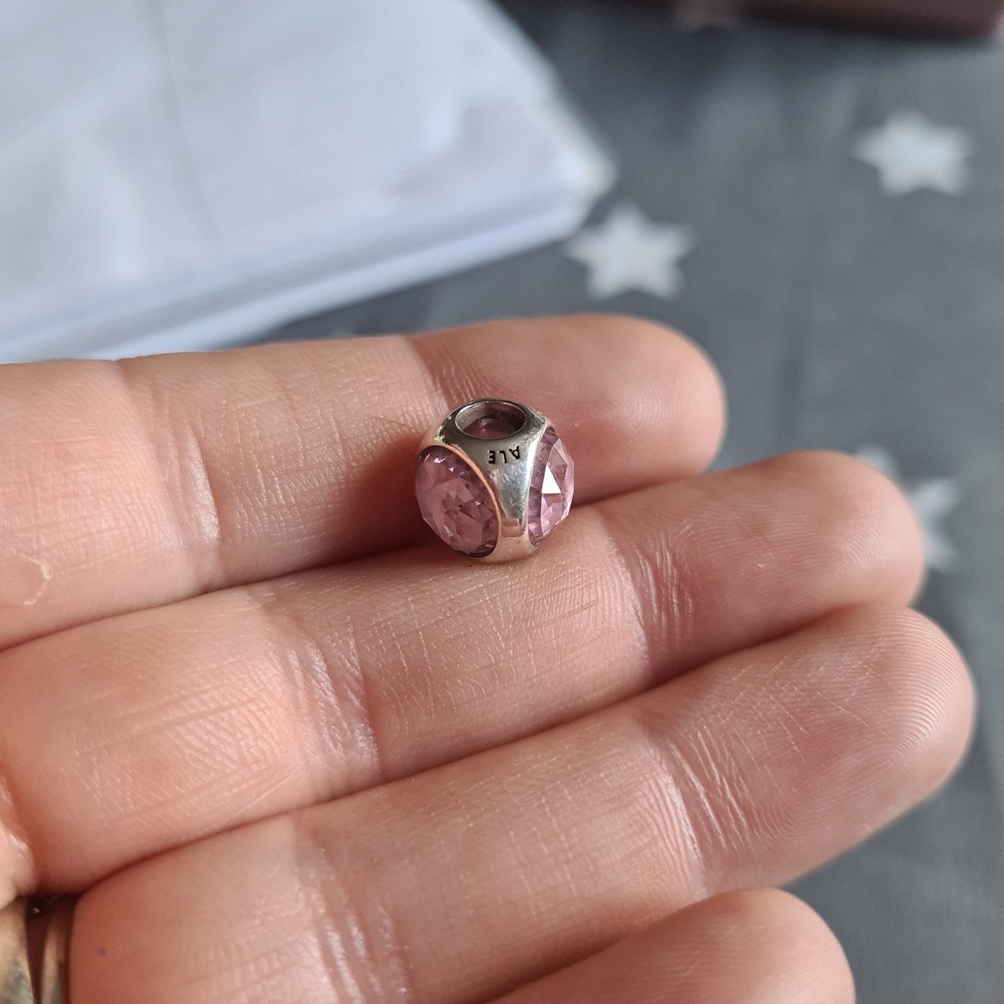 Genuine Pandora Poetic Pink Droplet Stone, Trio Charm