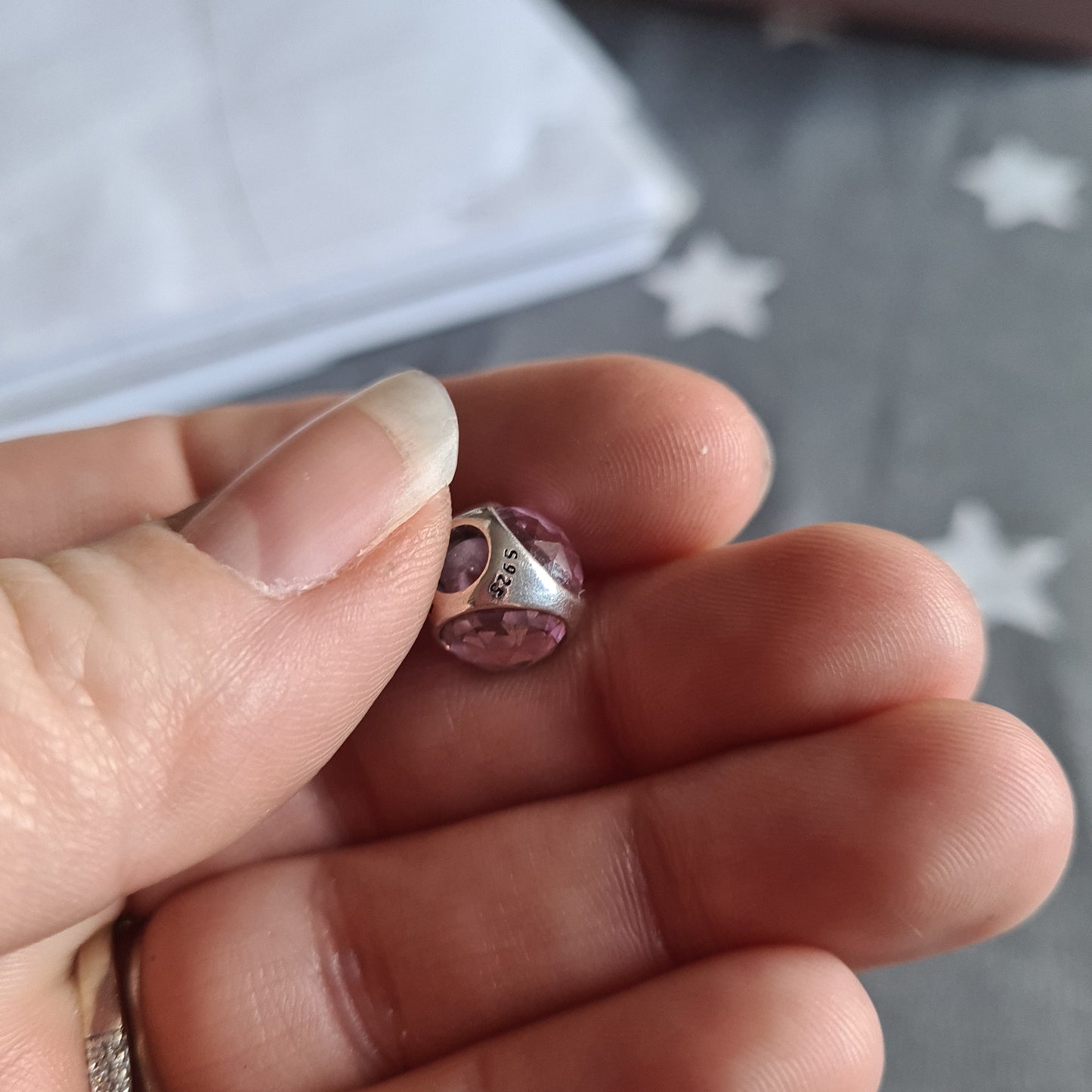 Genuine Pandora Poetic Pink Droplet Stone, Trio Charm