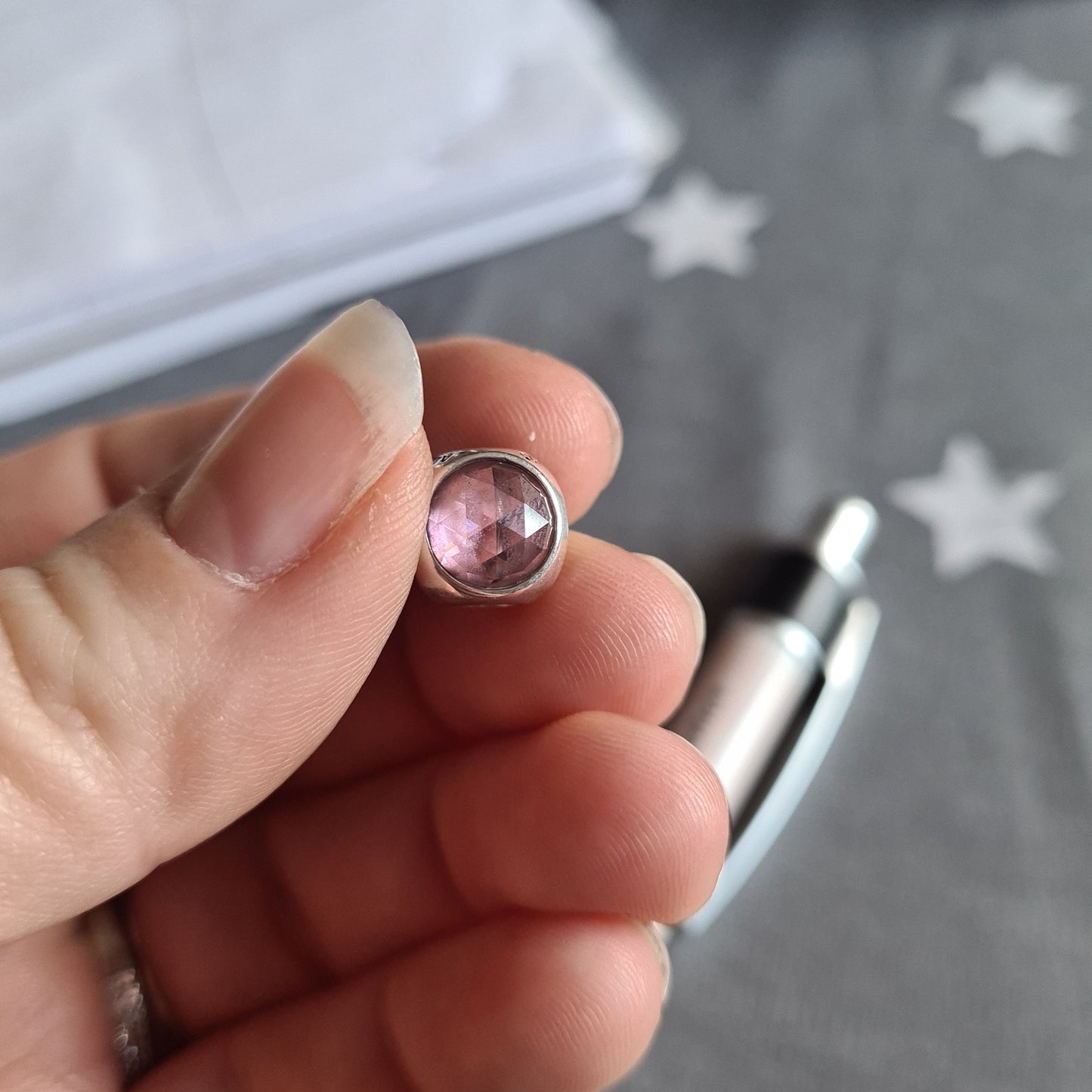 Genuine Pandora Poetic Pink Droplet Stone, Trio Charm