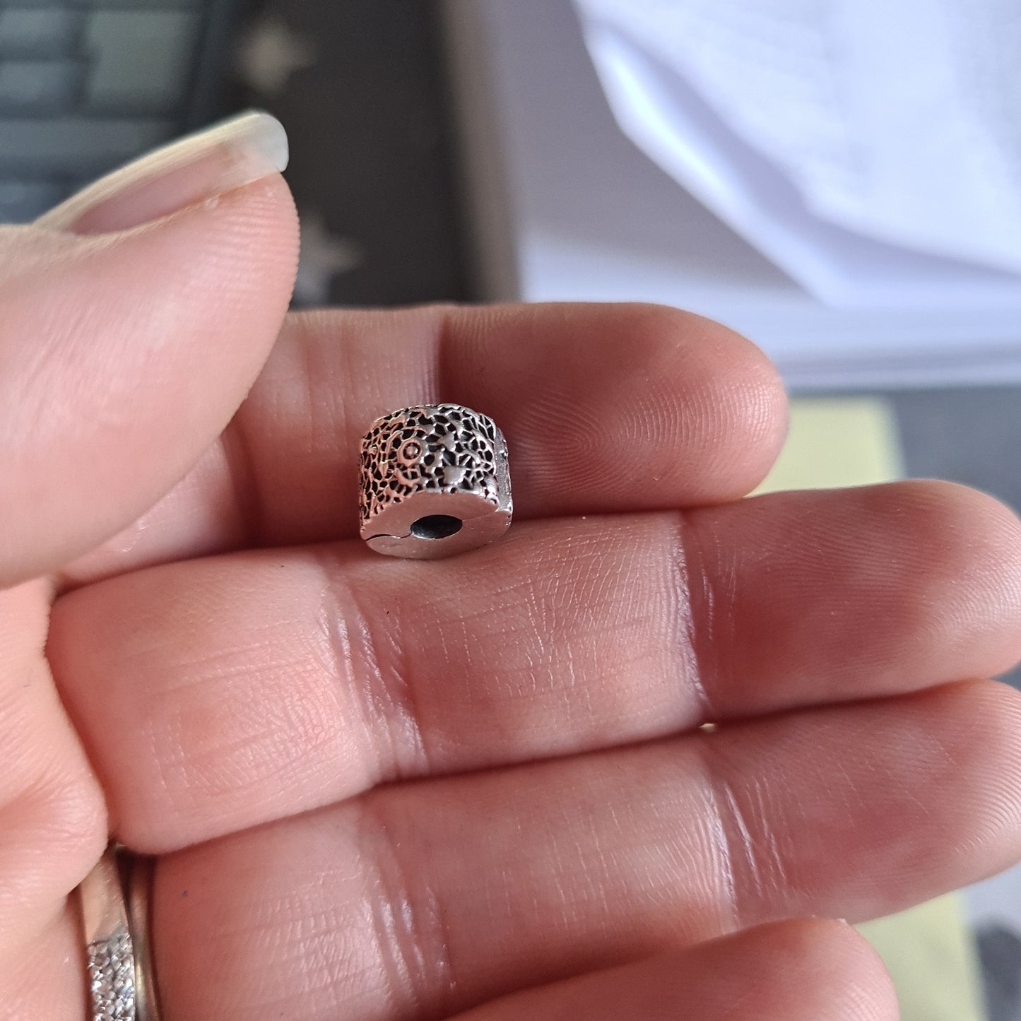 Genuine Pandora Flower Lace Floral Clips x2