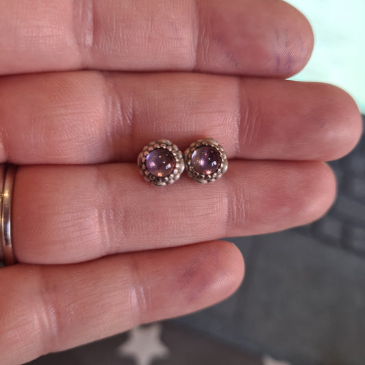 Genuine Pandora Purple Amethyst February Birthstone Earrings Studs