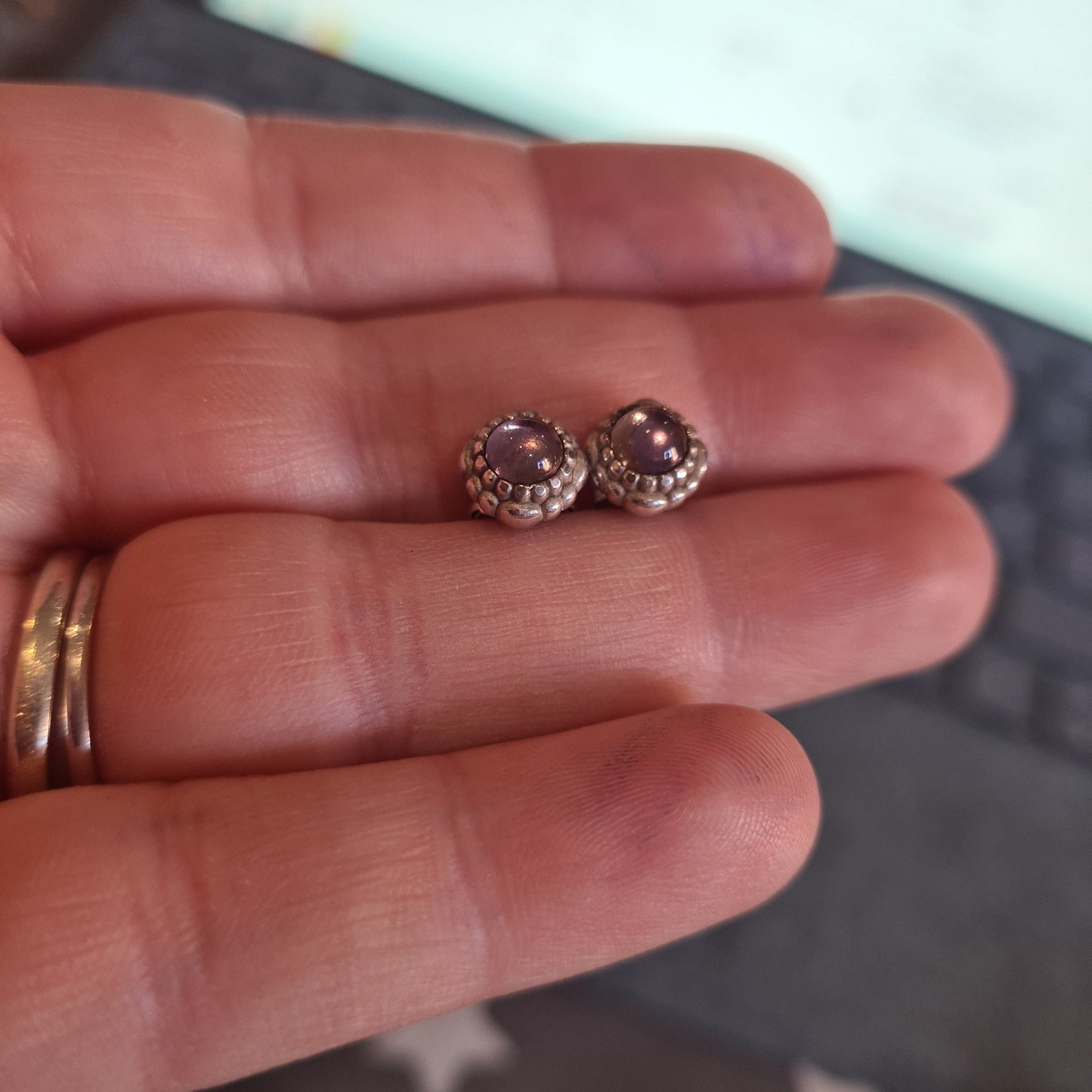 Genuine Pandora Purple Amethyst February Birthstone Earrings Studs
