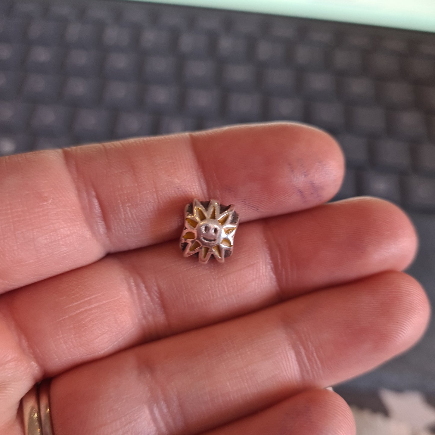 Genuine Pandora Yellow Sunshine Smiley Sun Enamel Charm