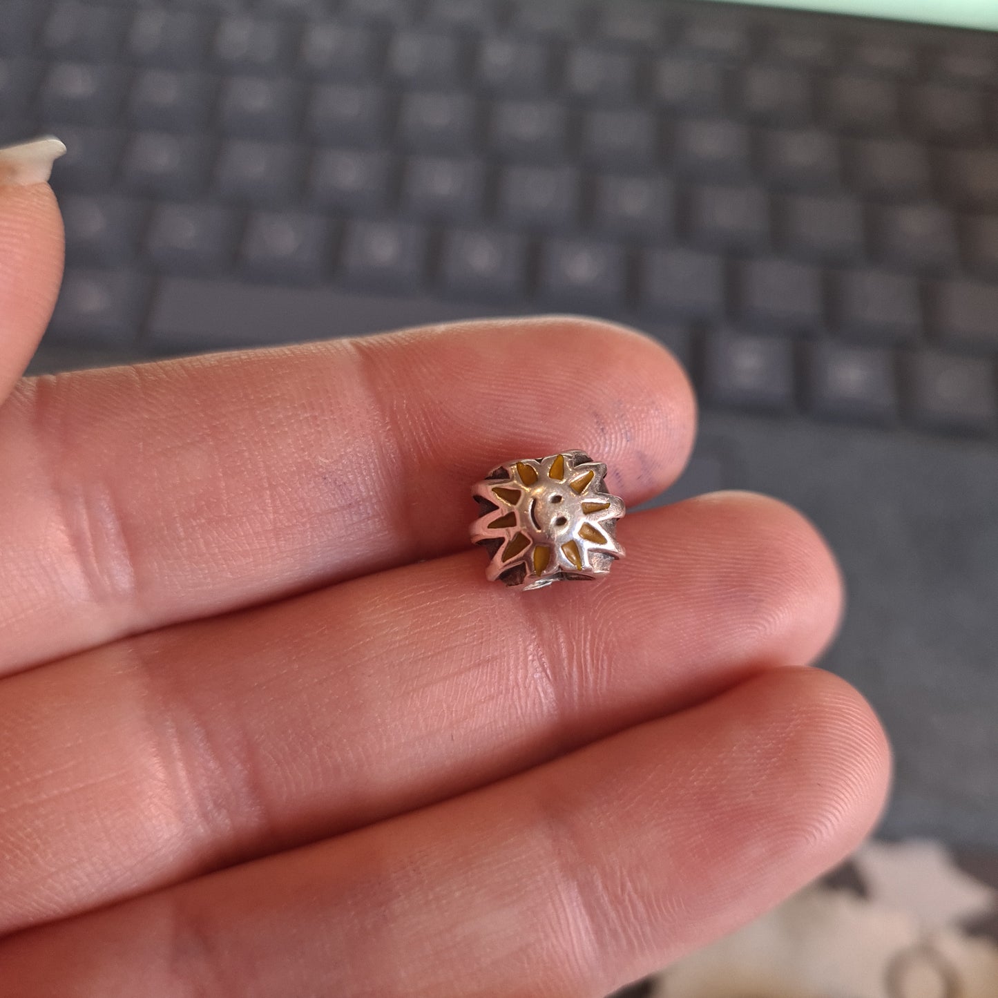 Genuine Pandora Yellow Sunshine Smiley Sun Enamel Charm